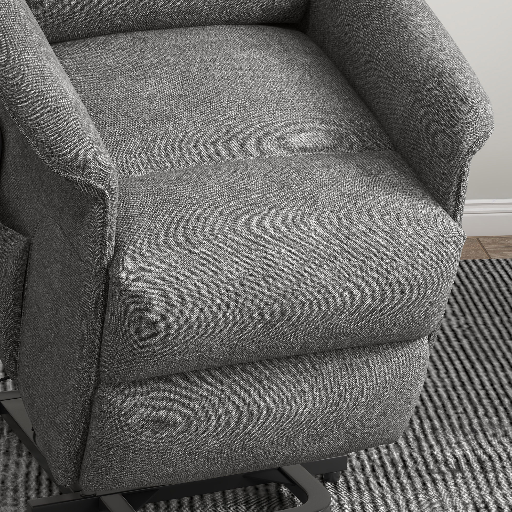 HOMCOM Relaxfauteuil met Elektrische Opstaanondersteuning, Verstelbare Rugleuning/Voetensteun, tot 120 kg, 66x90x96 cm, Grijs