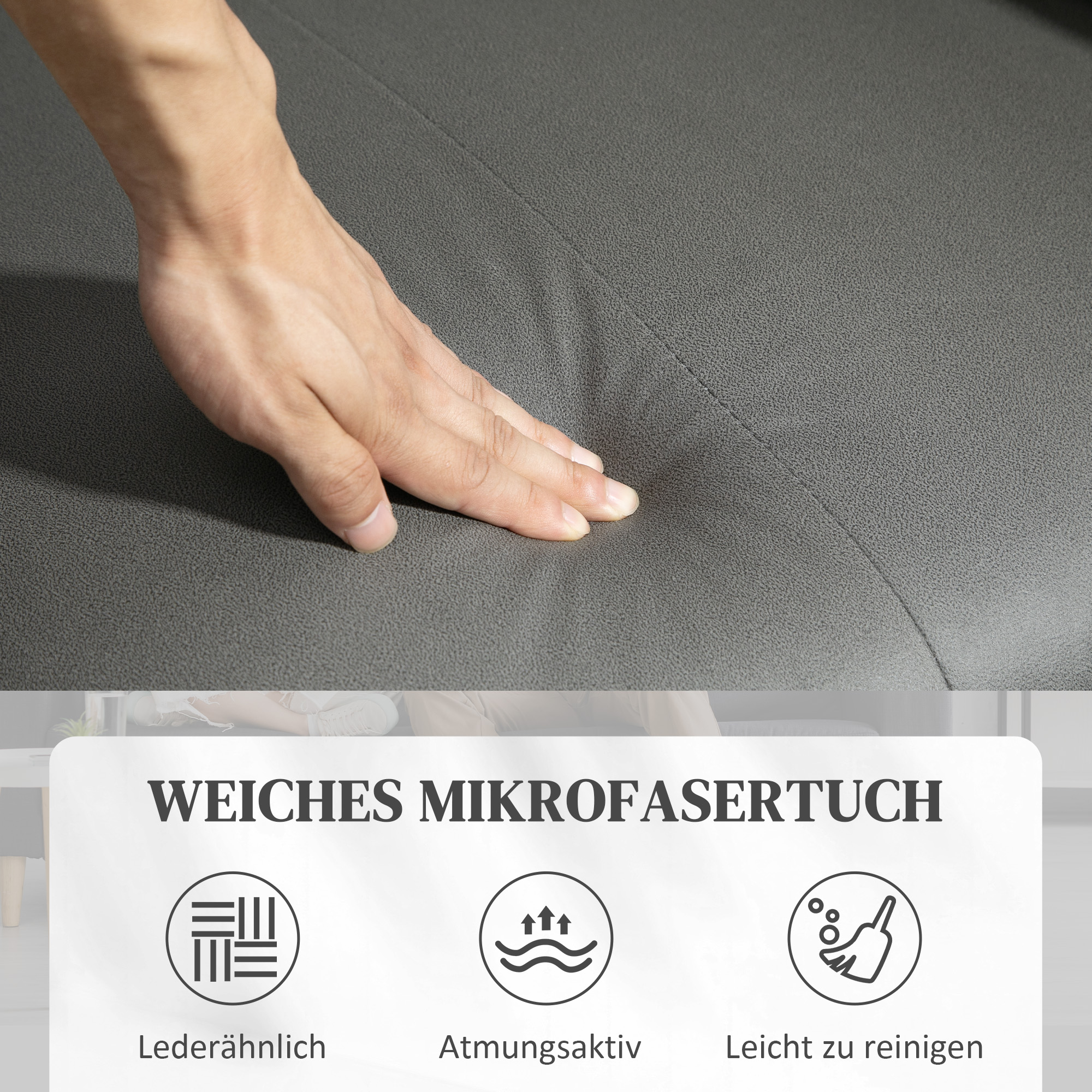 HOMCOM Ligstoel met Pocketveren Zitting en Verstelbare Voetensteun, Zijvakken, voor Woonkamer, Slaapkamer, Lichtgrijs