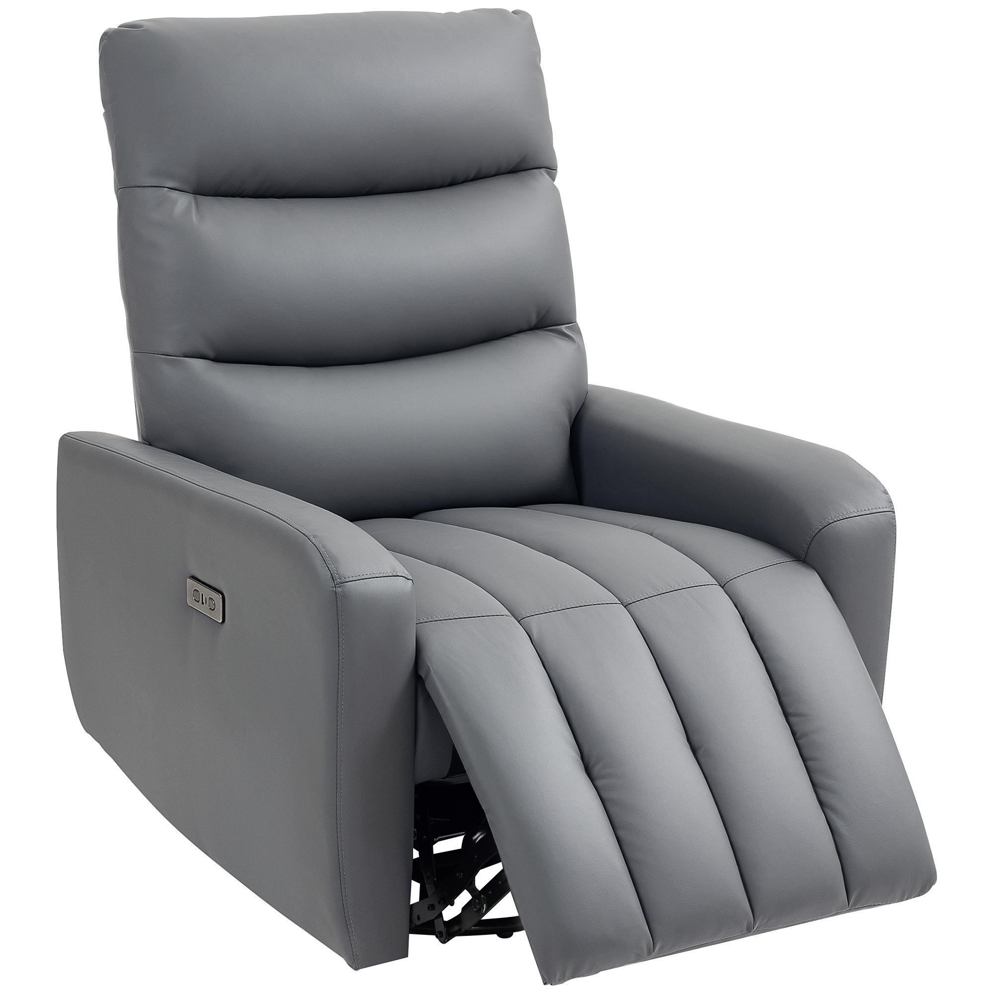 HOMCOM Relaxfauteuil, Gestoffeerde Stoel met Ligfunctie, Afstandsbediening, USB-aansluiting, Grijs