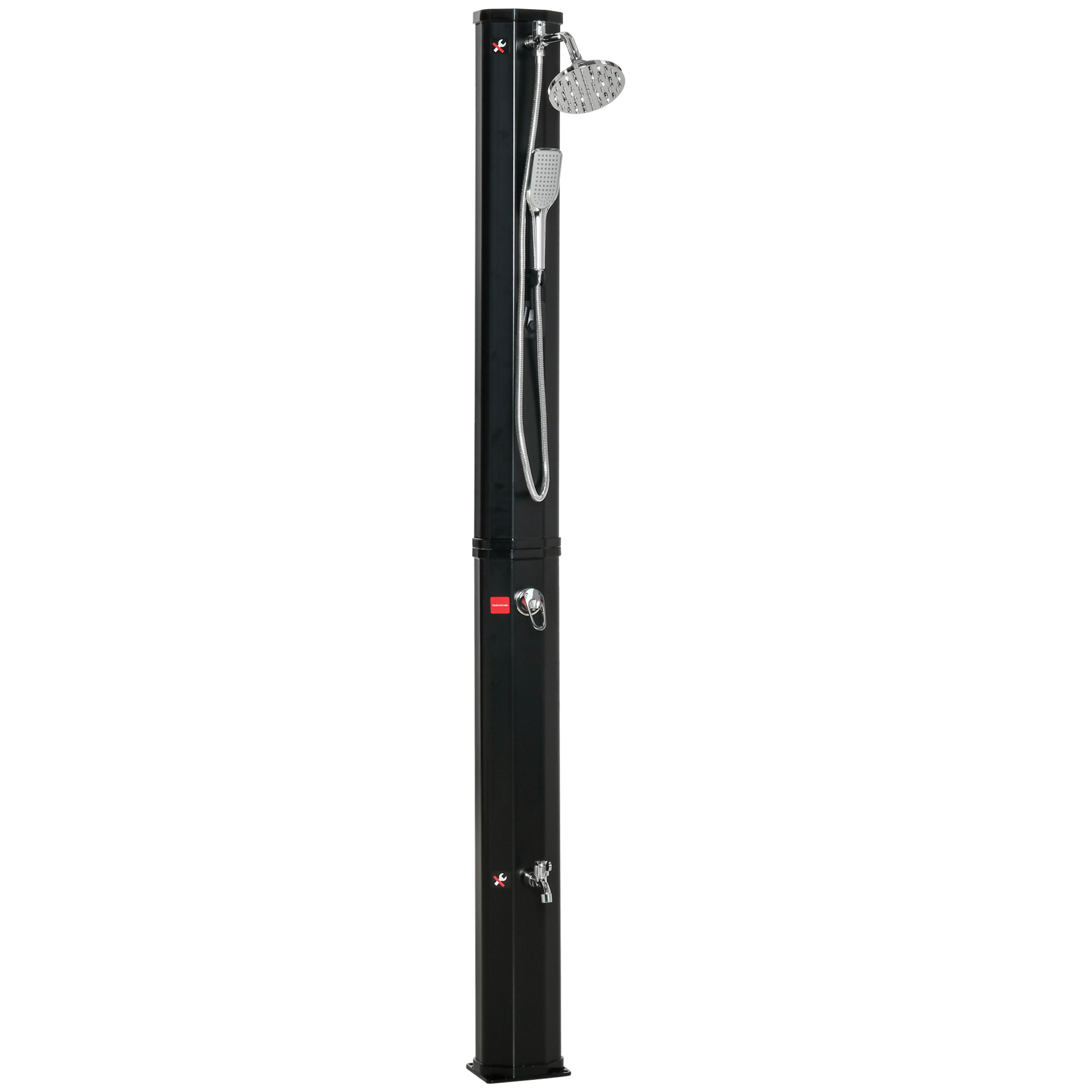 Outsunny buitendouche op zonne-energie, zwart, 17,5 x 14,5 x 216 cm