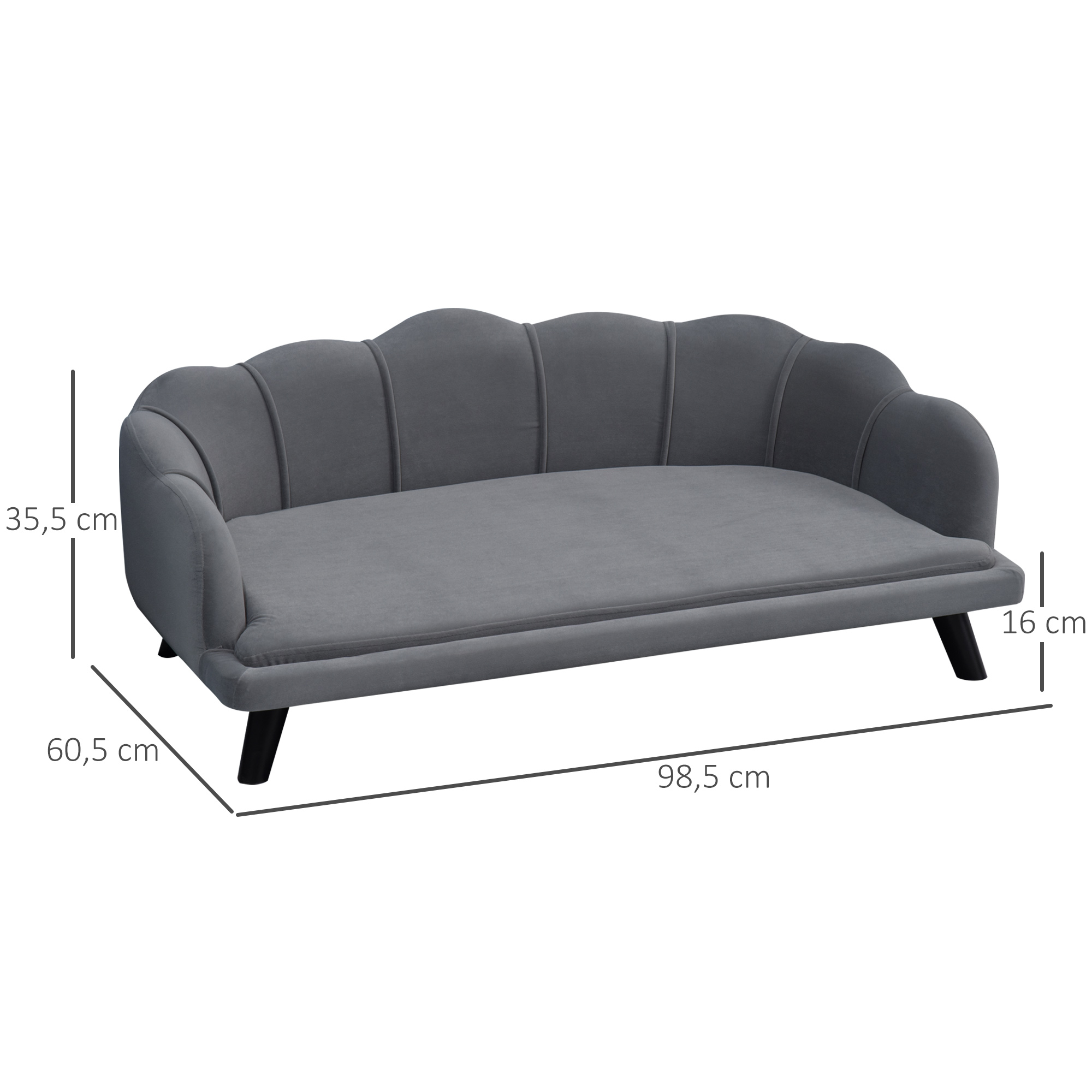 PawHut hondenbank met rugleuning 98.5cm x 60.cm x 35.5cm