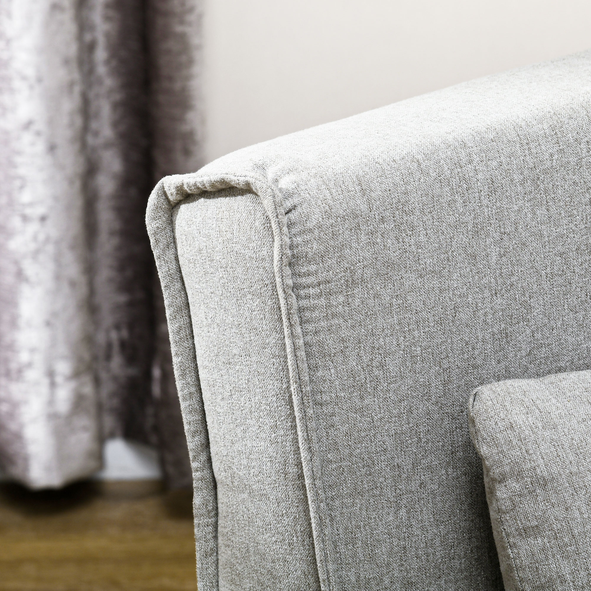 HOMCOM Slaapfauteuil, 6-traps verstelbare leuning, Linnenlook, tot 150 kg, Lichtgrijs