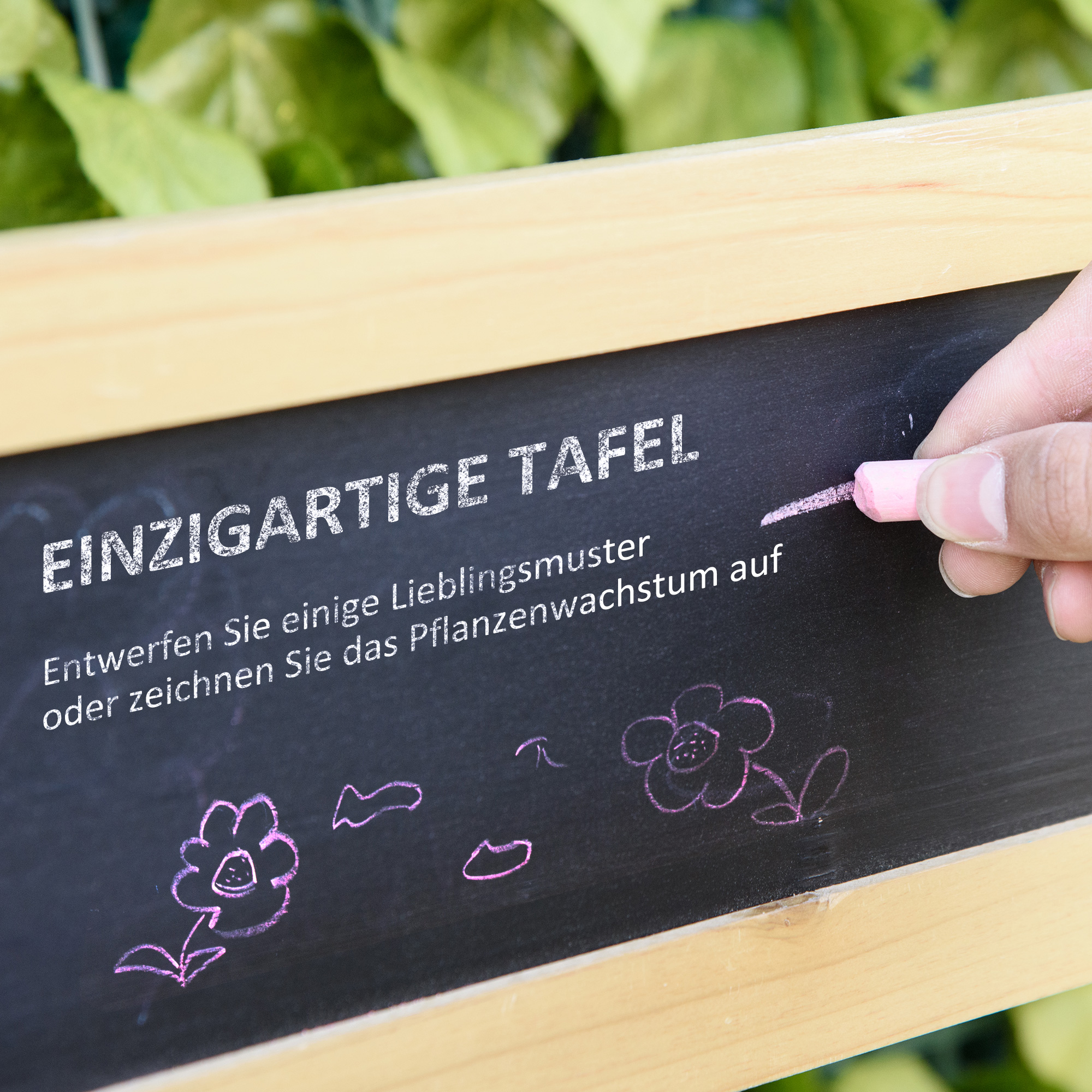 Outsunny plantentafel tuintafel met 8 haken ladeplank bloementafel van hout voor tuinterras naturel 151 x 45,5 x 143 cm