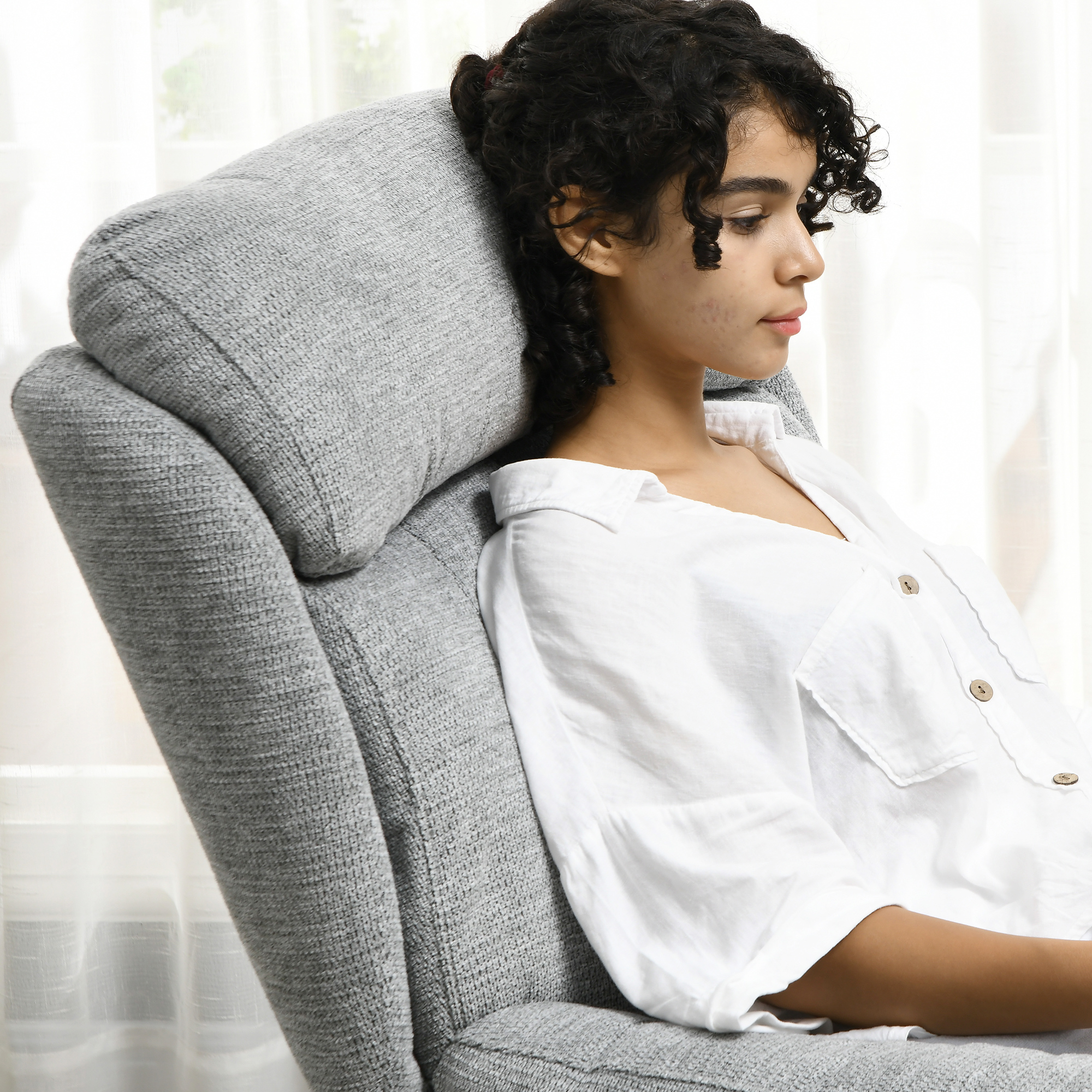 HOMCOM Draaistoel, 360-graden rotatie, Chenille-stof, Geïntegreerde Armleuningen, Stalen Poten, Grijs, Zwart