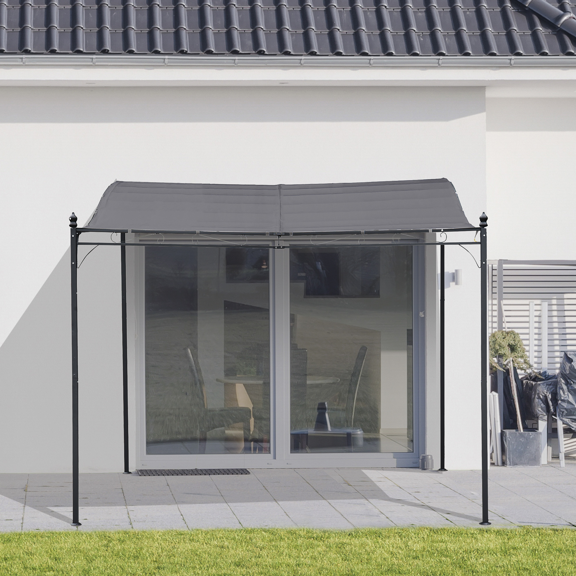 Outsunny Pergola Gazebo Gazebo Luifeltent Metaal Grijs 297x297cm
