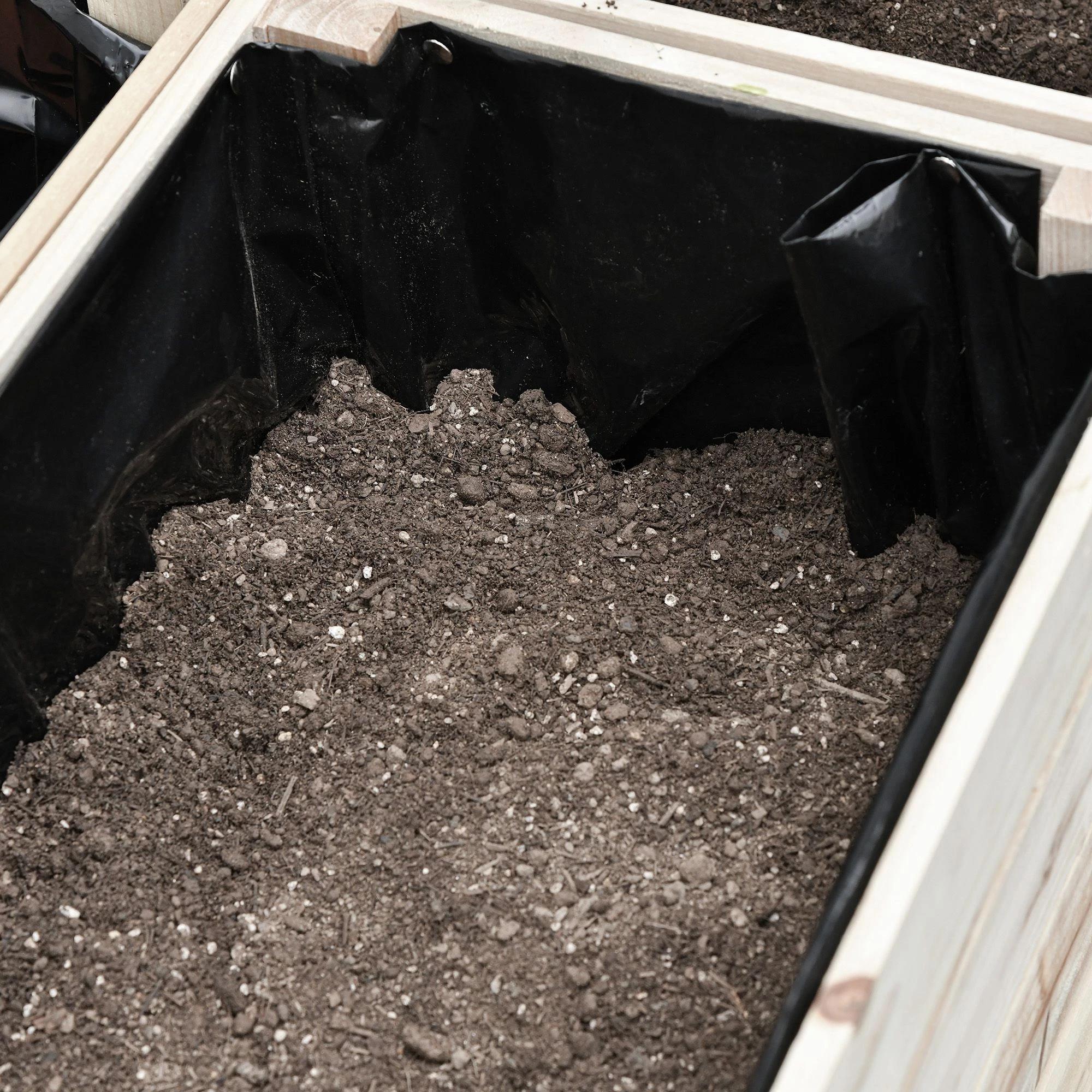 4-delig verhoogd bloemenbed van hout 4 combinatiemodi tuinbalkon 50 x 30 x 60 cm naturel