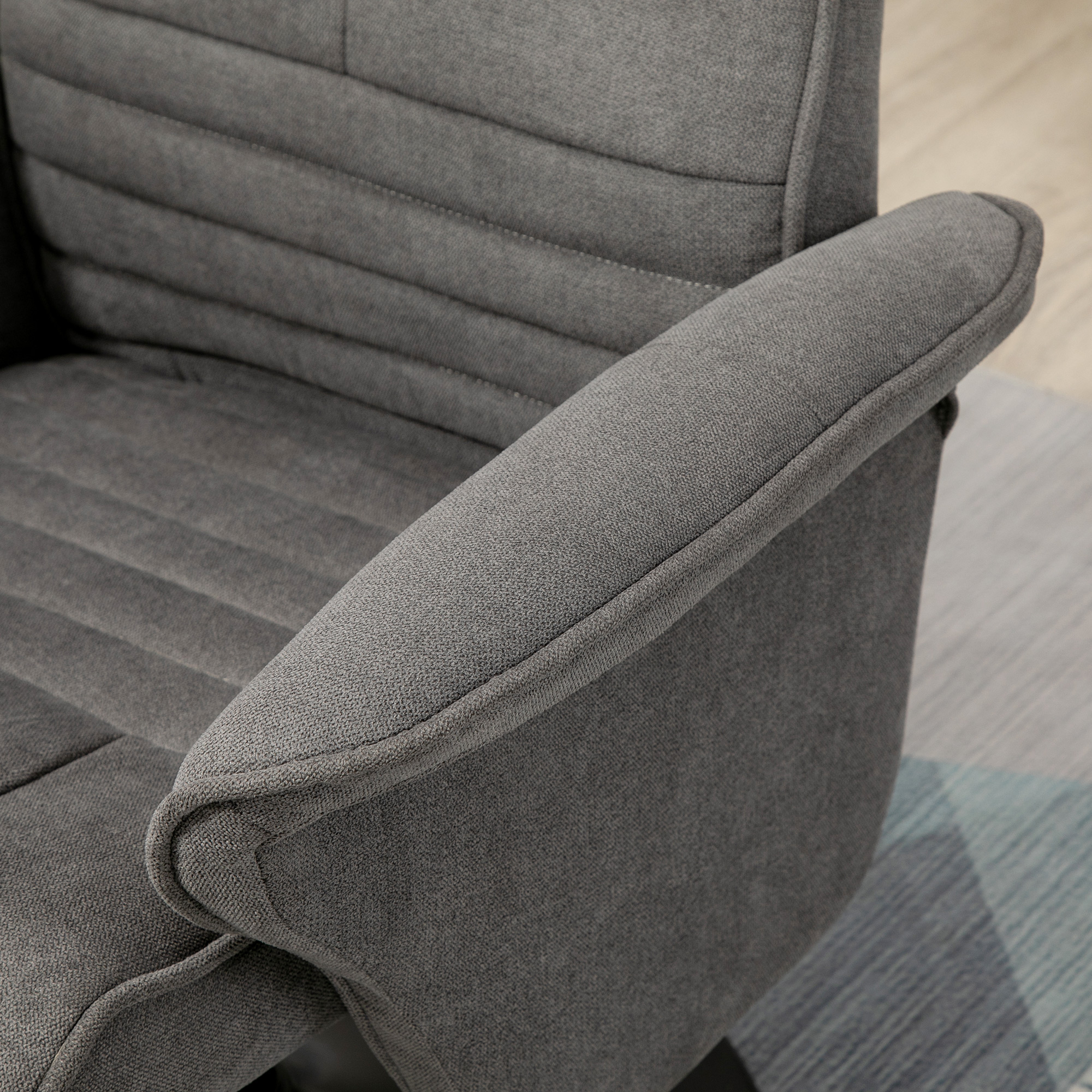 HOMCOM Relaxfauteuil met Voetenbankje, Verstelbare Rugleuning, 69 cm x 71 cm x 104 cm, Donkergrijs + Zwart