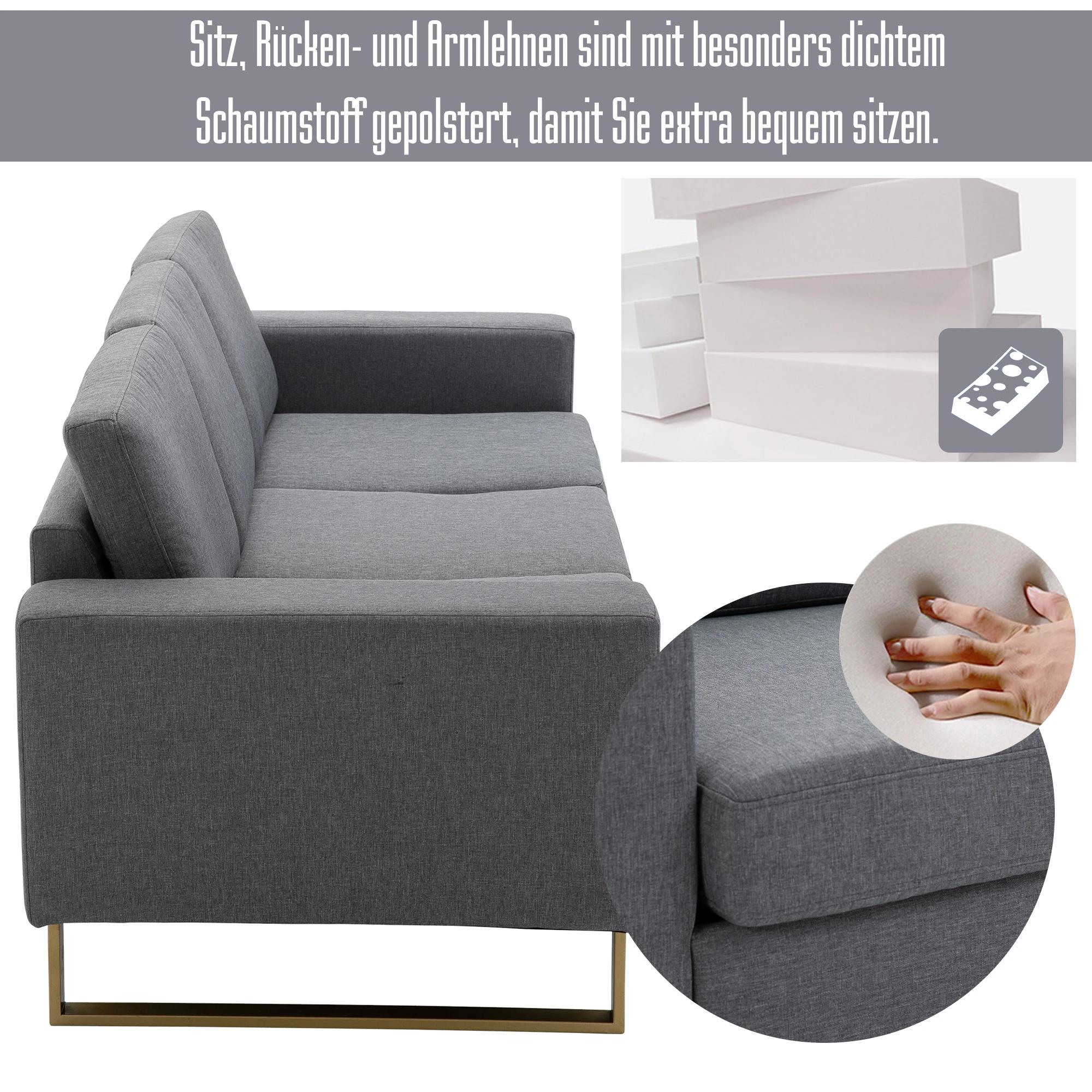 HOMCOM bank gestoffeerde 3-zitsbank tv-fauteuil gestoffeerde bank loungebank kussen