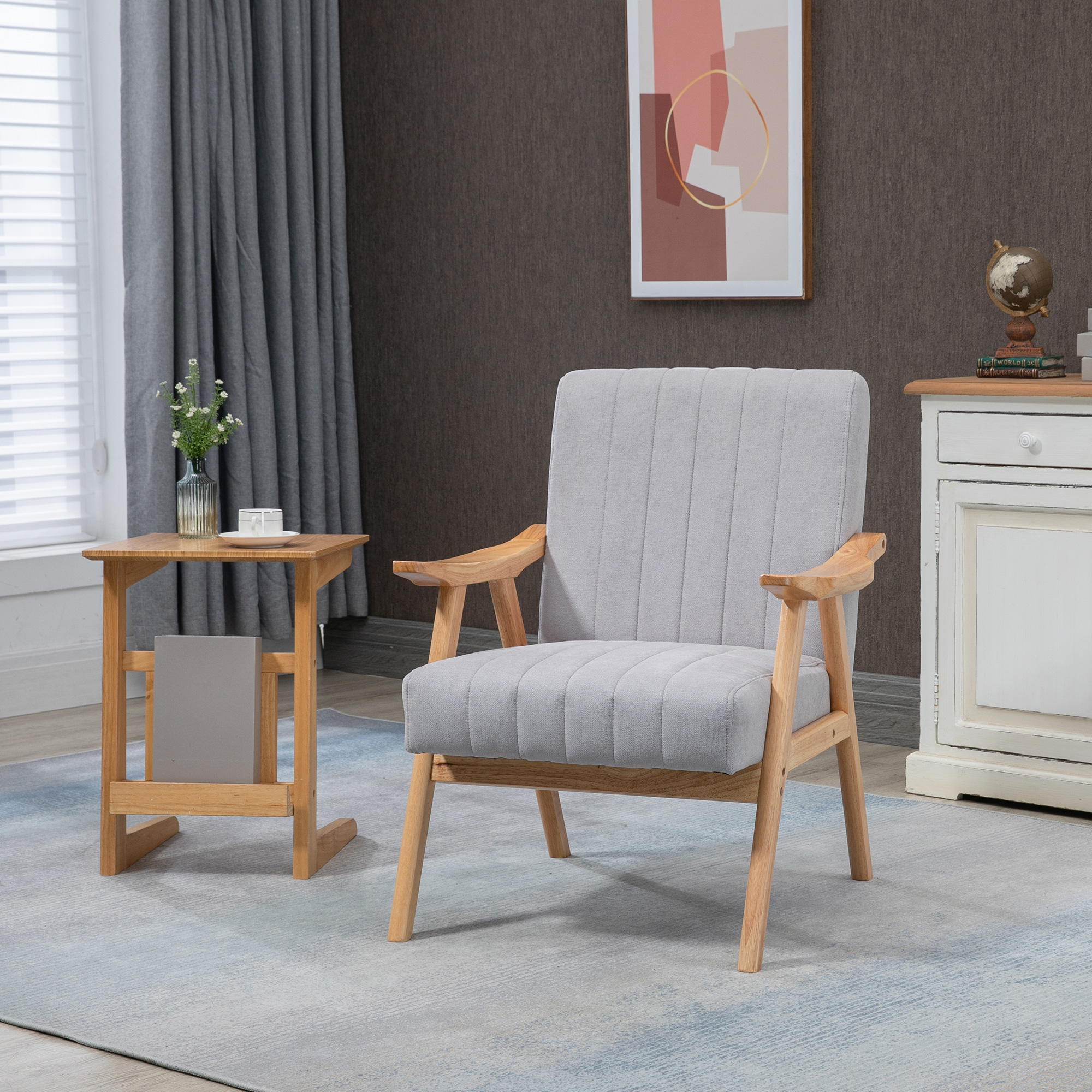 HOMCOM oorfauteuil, gestoffeerde stoel met armleuningen, fauteuil, fauteuil