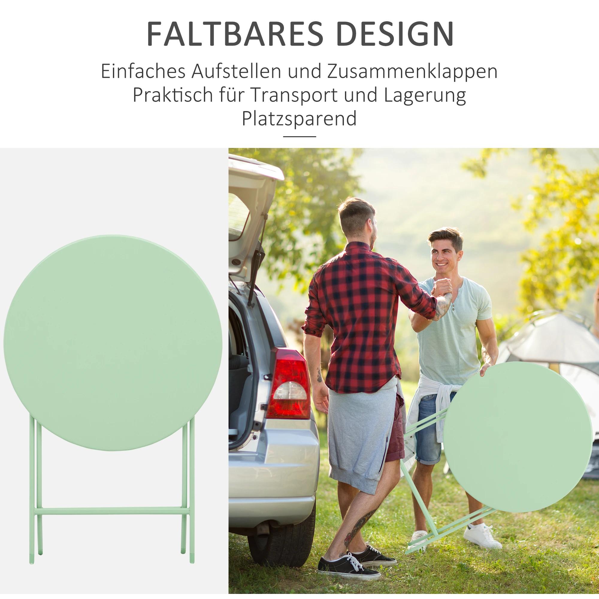 Tuinset metalen meubelset 3-delig. Bistrotafel met 2 stoelen groen