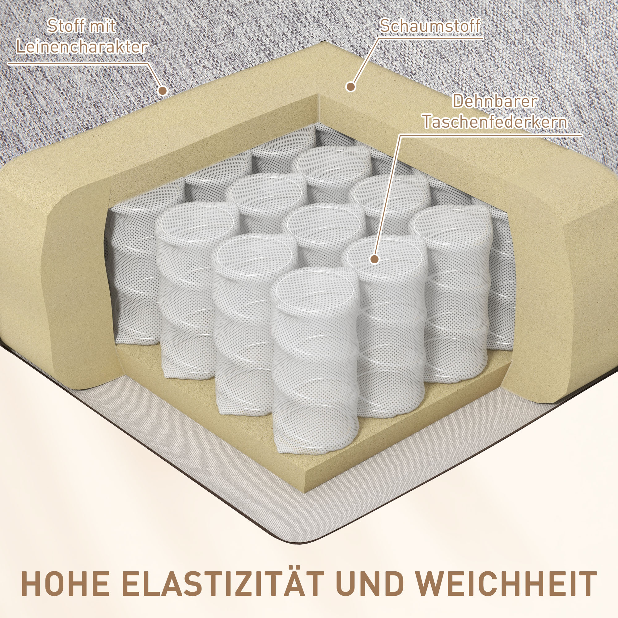 HOMCOM Comfortabele Relaxstoel, Kantelbaar, 89x101x105 cm, Grijs