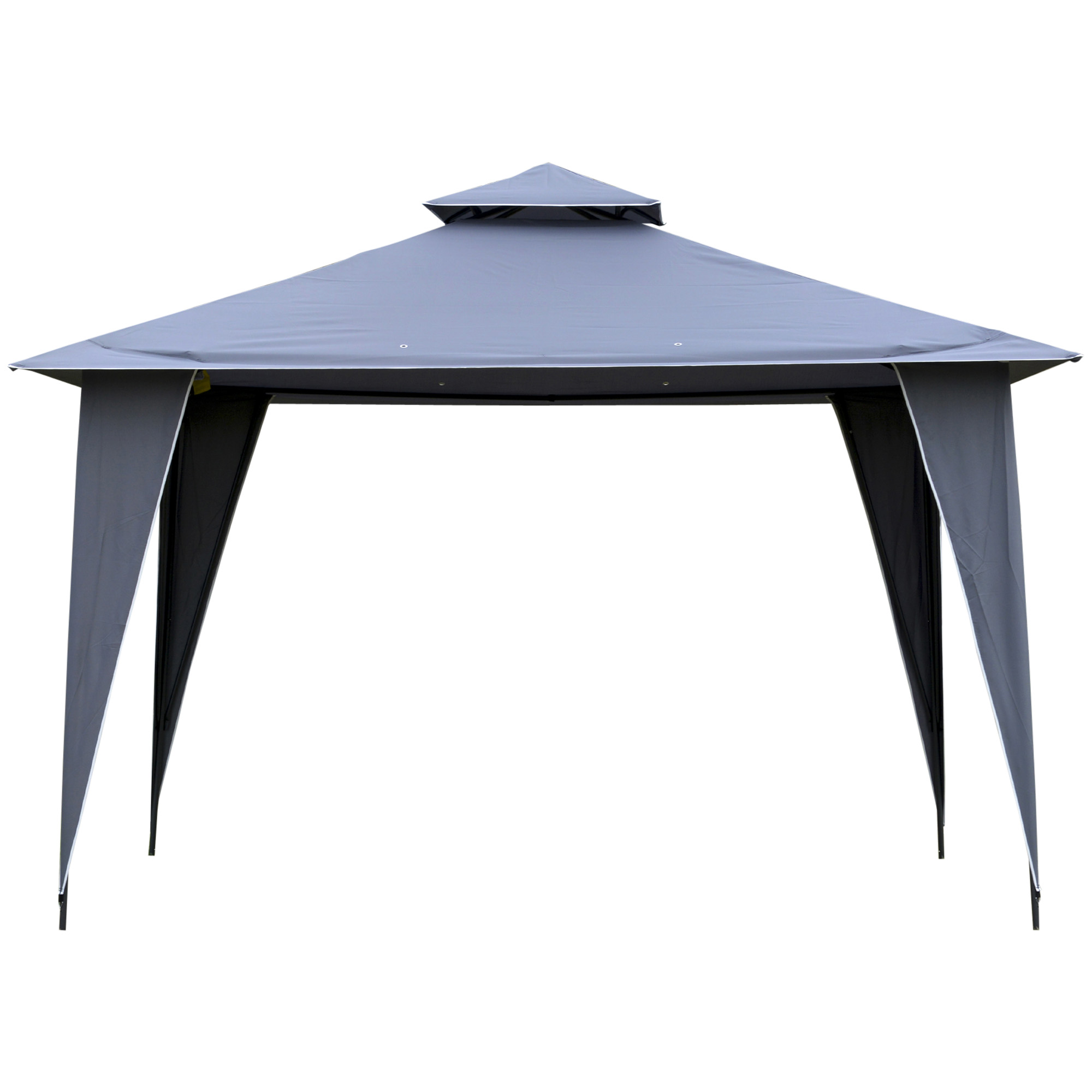 Outsunny dubbel dak tuinhuisje, metalen frame, grijs, 3,5 x 3,5 x 2,7 m
