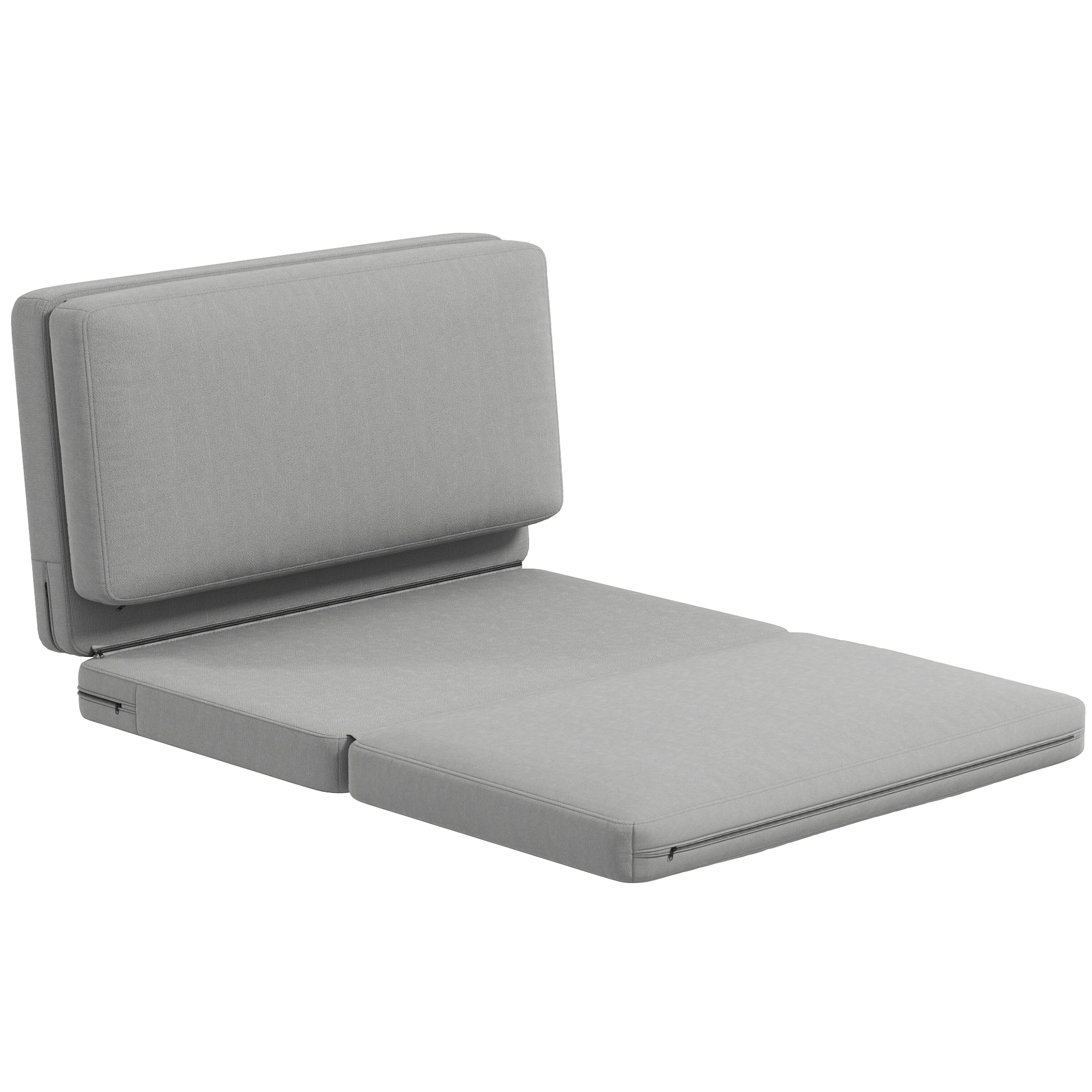 HOMCOM 2-in-1 opvouwbare Relaxstoel, Gastenmatras, deelbaar, 120 cm breed, Lichtgrijs