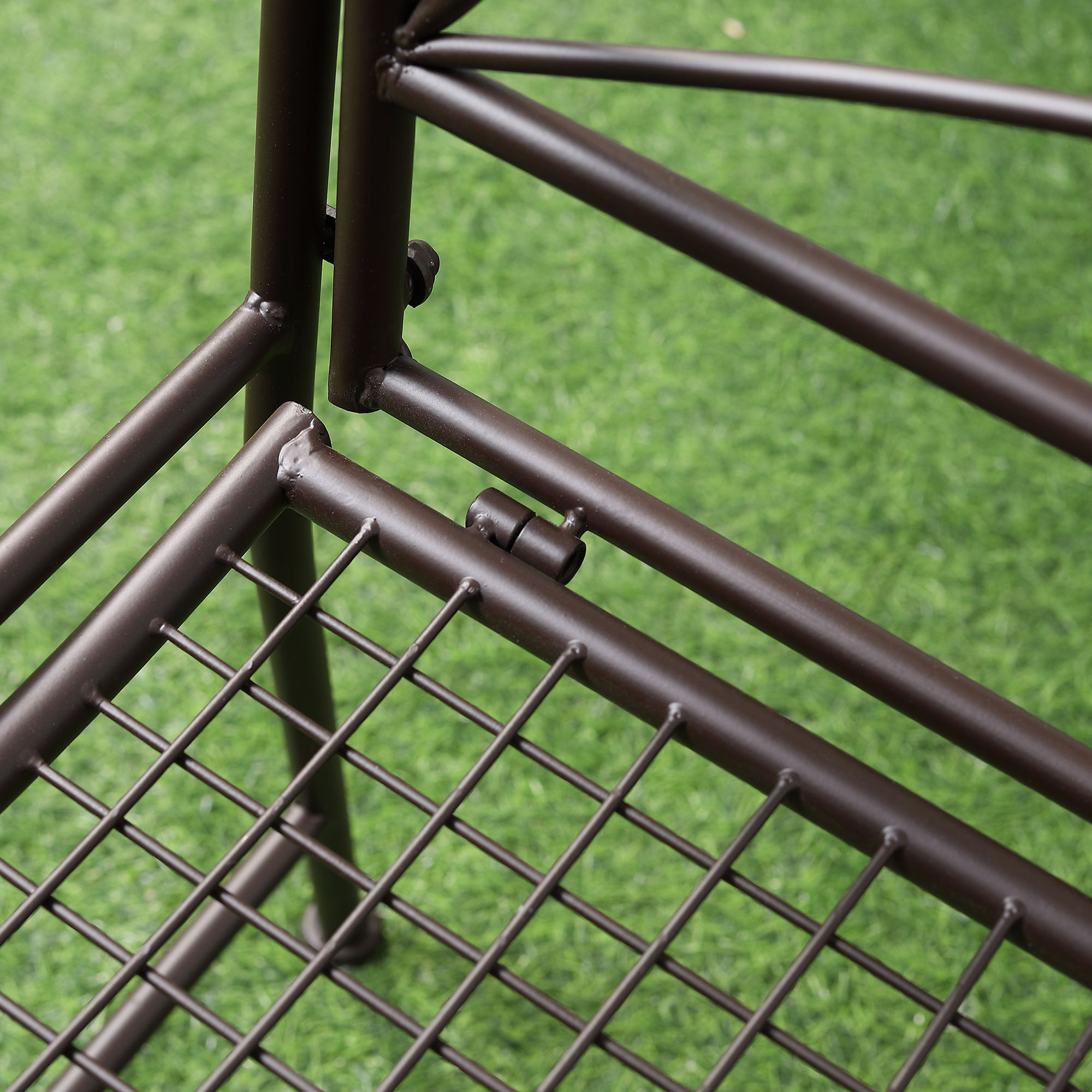 Outsunny tuinbank 2-zits parkbank met rugleuning tot 220 kg tuinmeubelen weerbestendig antiek metaal koffie 114 x 53,3 x 91 cm