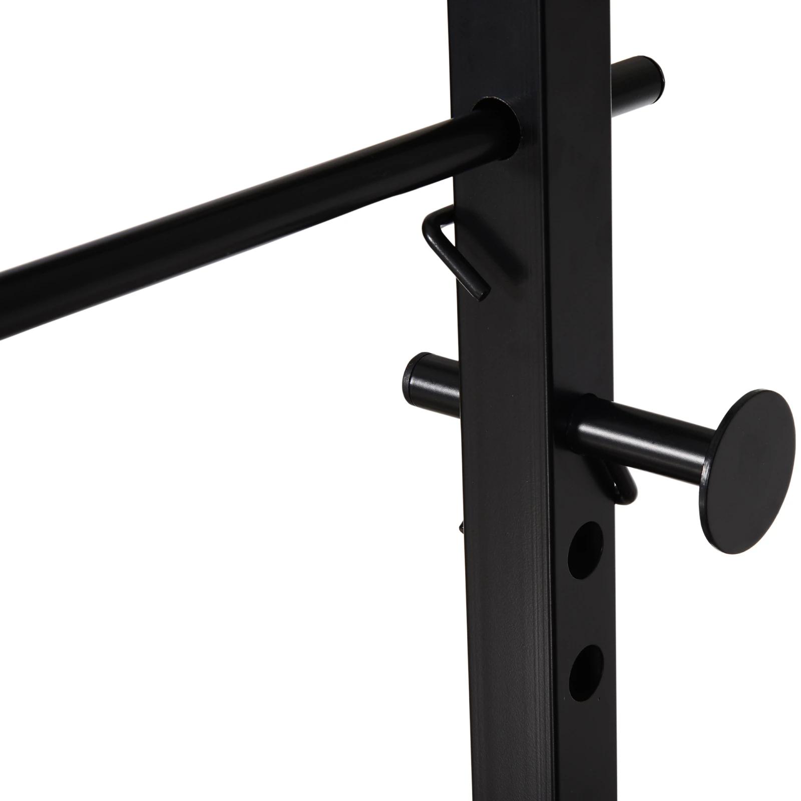 HOMCOM Krachtstation met optrekstang, multifunctioneel dipstation, trainingsapparaat voor thuis, met bokszak, fitness, staal, zwart, 180 x 183 x 219 cm dipstation multifunctionele bokszak opvouwbaar staal | Aosom.de