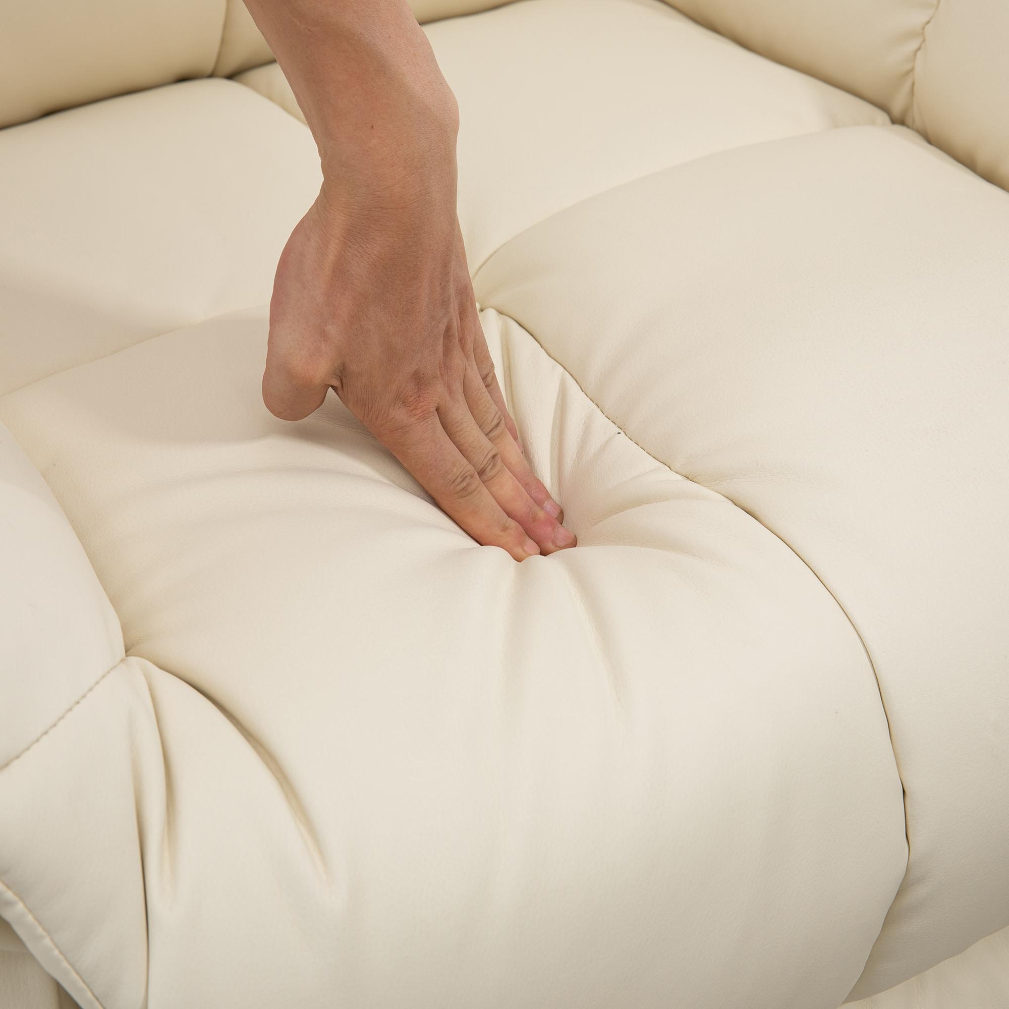 HOMCOM massagestoel, fauteuil, 8 trillingspunten, ligfunctie, kunstleer, roomwit, 94x99x99cm