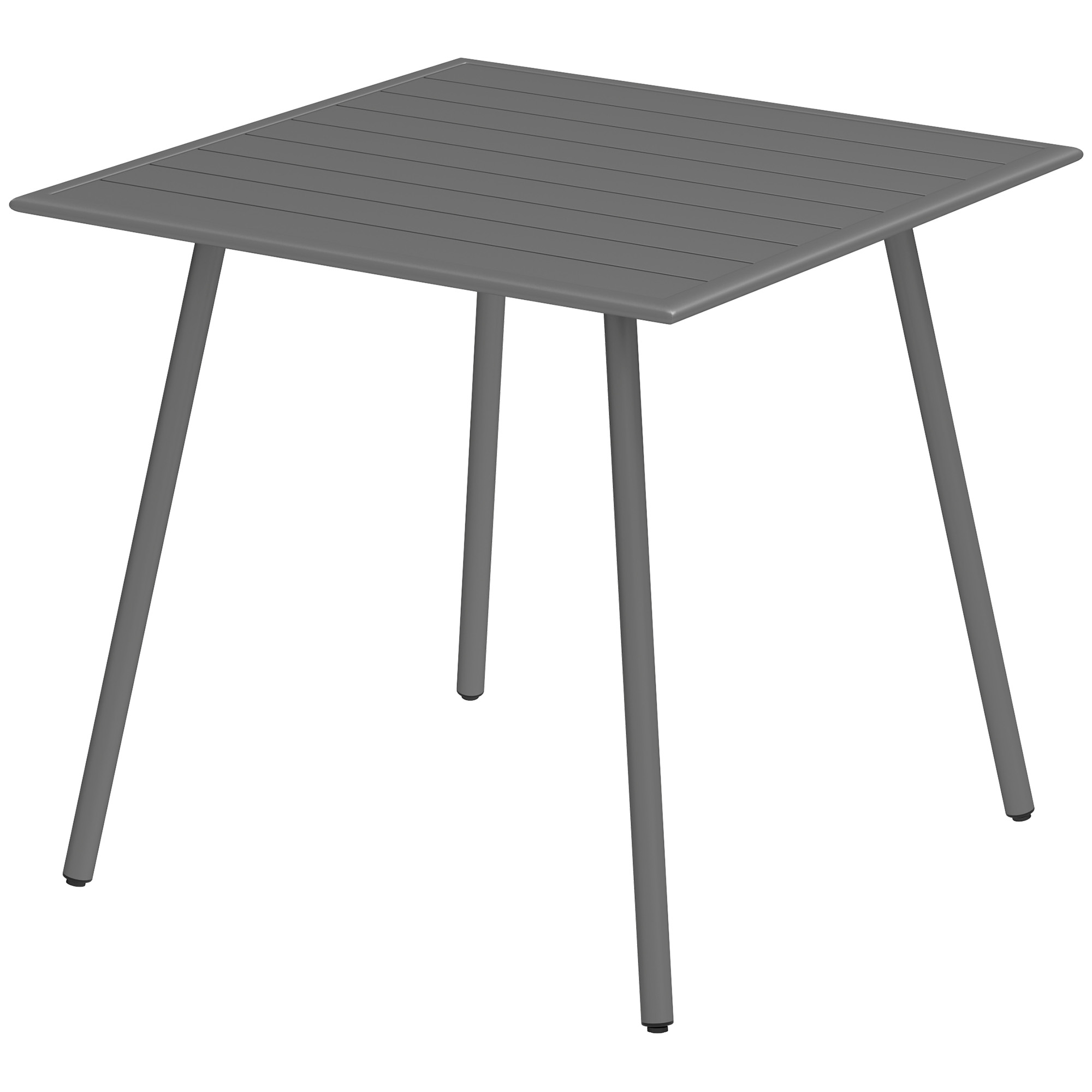 Outsunny Tuintafel, Buiteneettafel voor 4 Personen, Stalen Frame, Makkelijk te Reinigen, Roestbestendig, 80 x 80 x 74 cm, Grijs