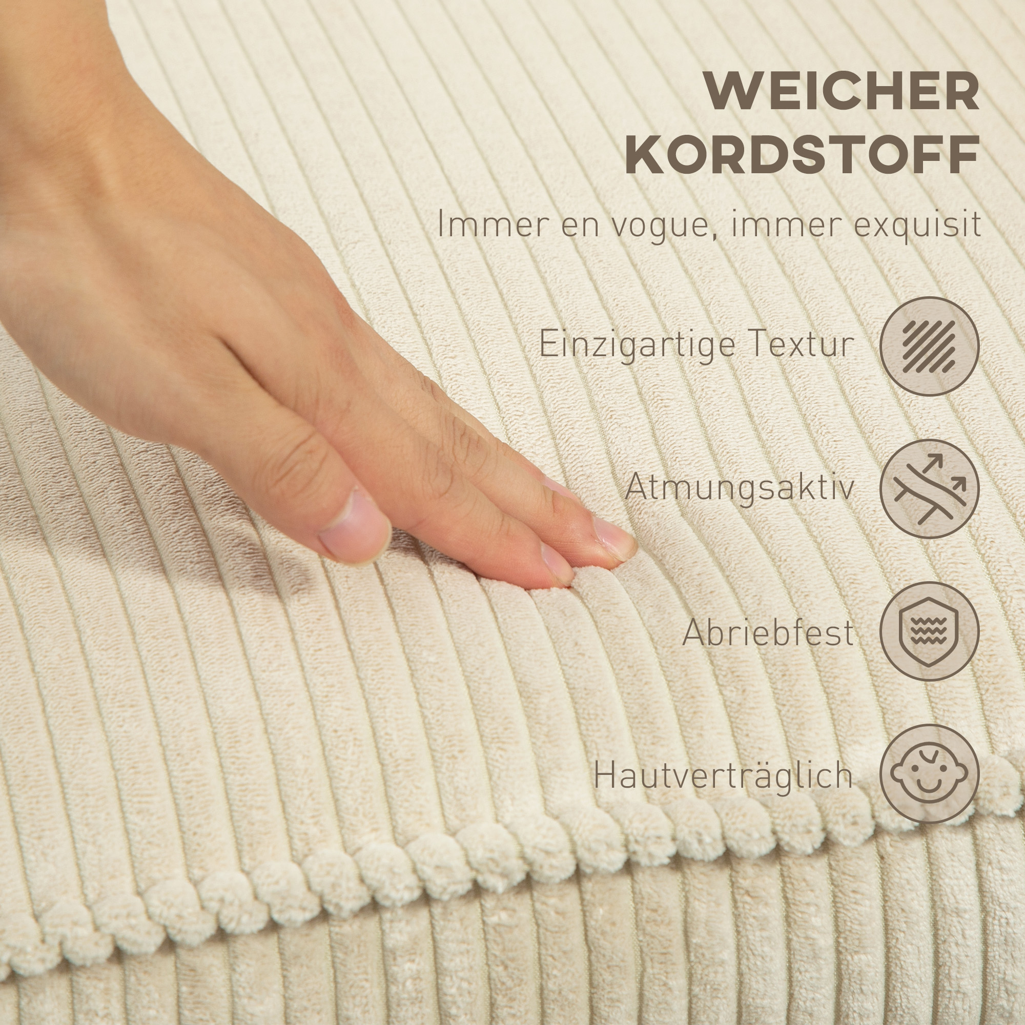 HOMCOM Draaibare Gestoffeerde Fauteuil met Voetenbank, Modern Relaxfauteuil voor Woonkamer, Slaapkamer, Thuiskantoor, Beige