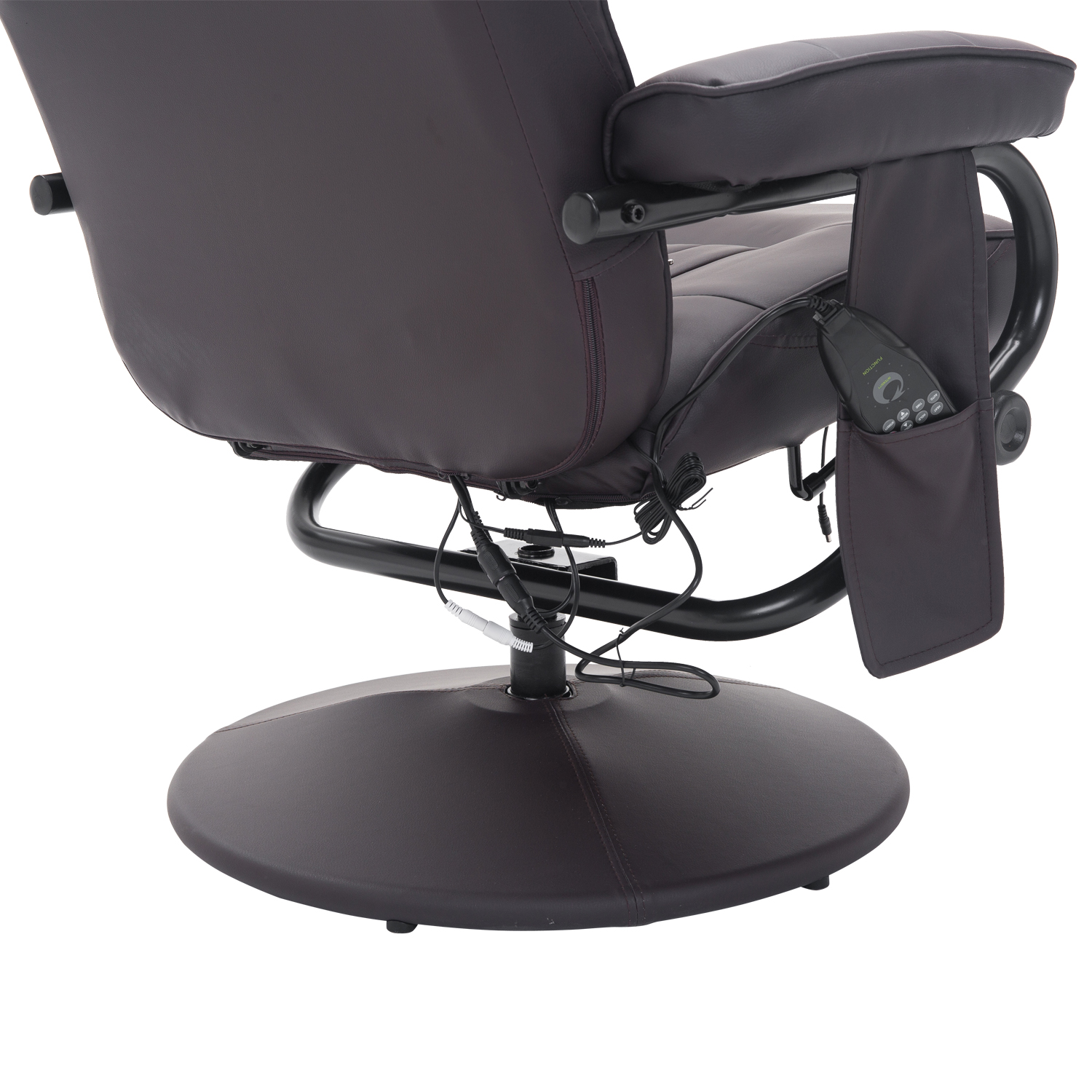 HOMCOM Massagesessel Relaxstoel, inclusief voetenbank, met 10 vibratiepunten en 1 afstandsbediening, 77 cm x 84 cm x 95 cm, bruin
