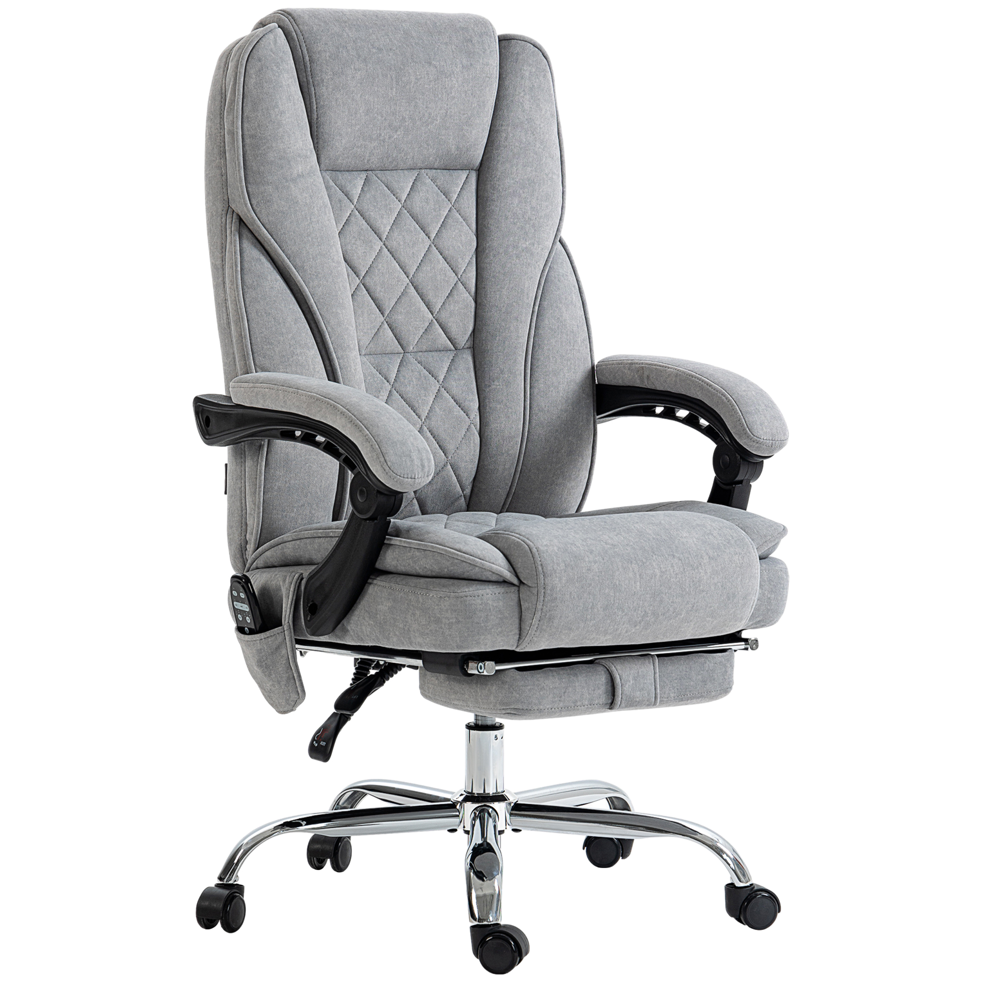 Vinsetto Ergonomische Bureaustoel met Massagefunctie, Voetsteun, Draaibaar, Verrijdbaar, Grijs