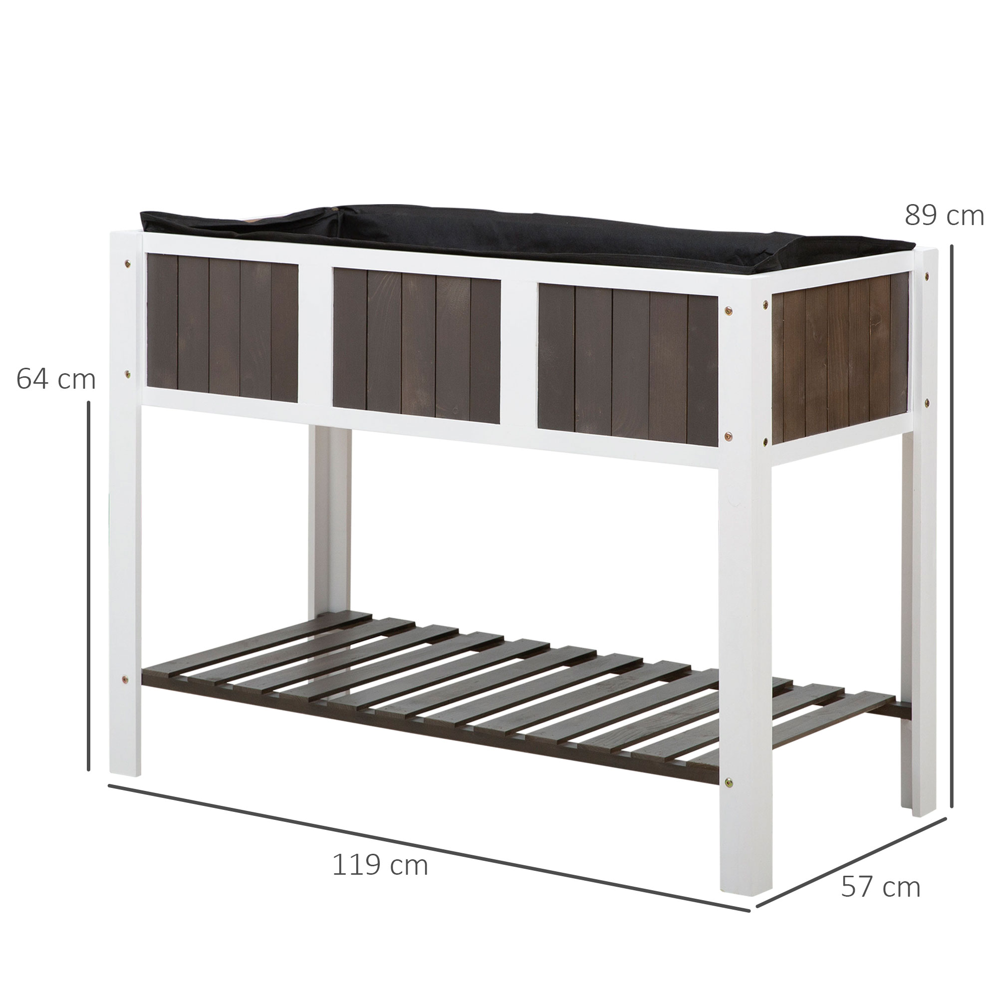 Outsunny Plantentafel tuintafel houten werkblad tuinbed voor groenten bloemen