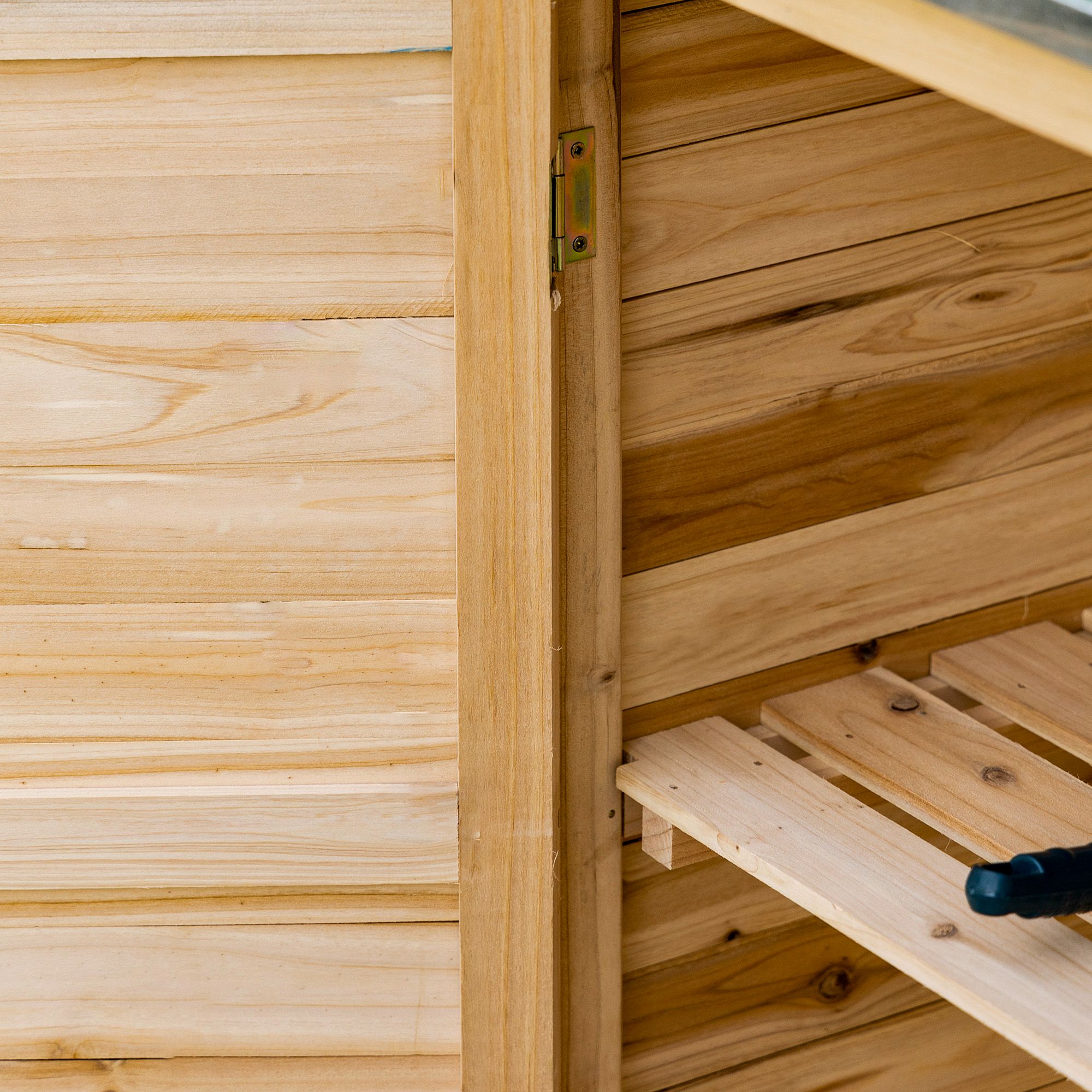Outsunny tuinkast houten apparatuur kast kast met 2 planken nature