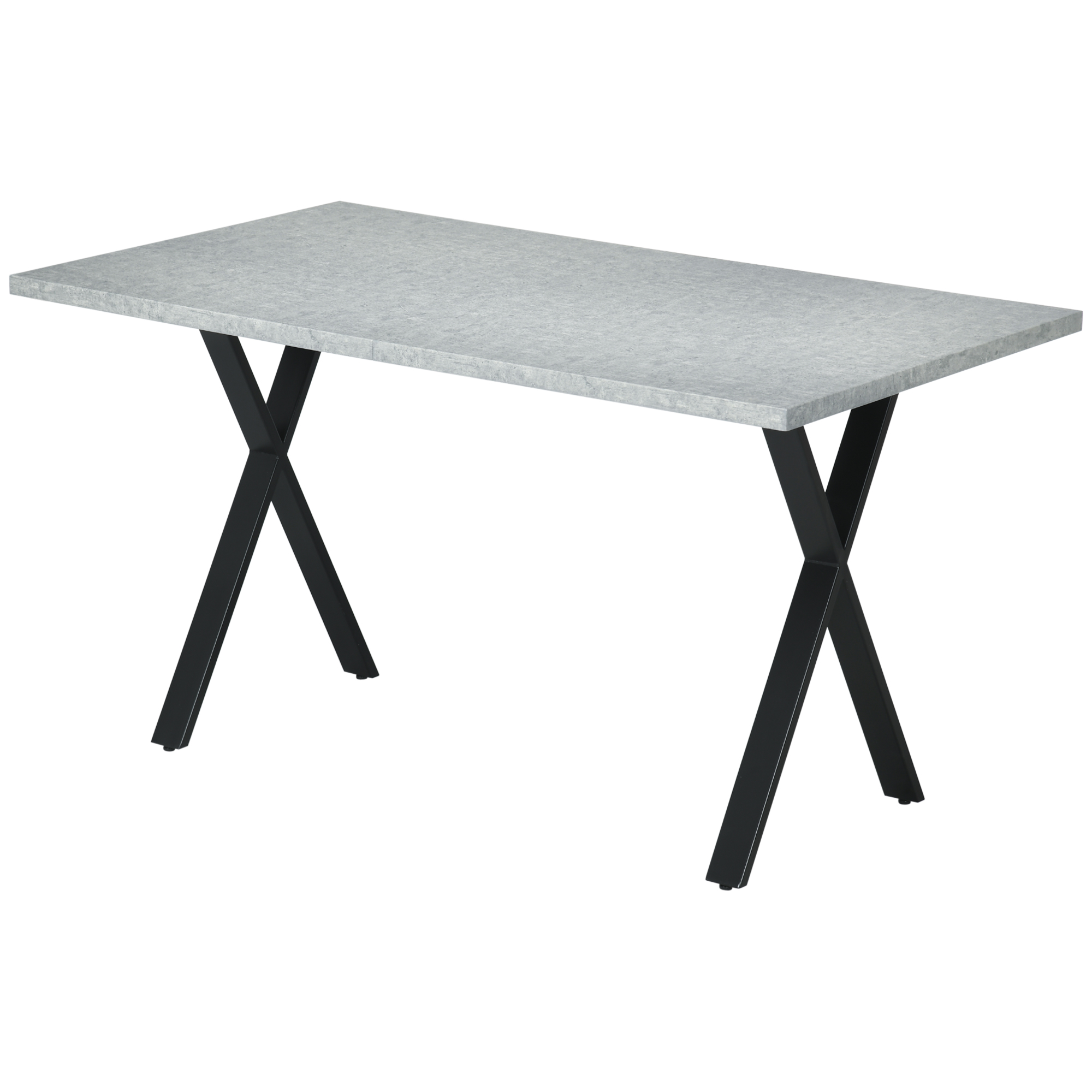 HOMCOM Eettafel, keukentafel, tafelblad met steeneffect, stalen poten, 140 x 80 x 76 cm