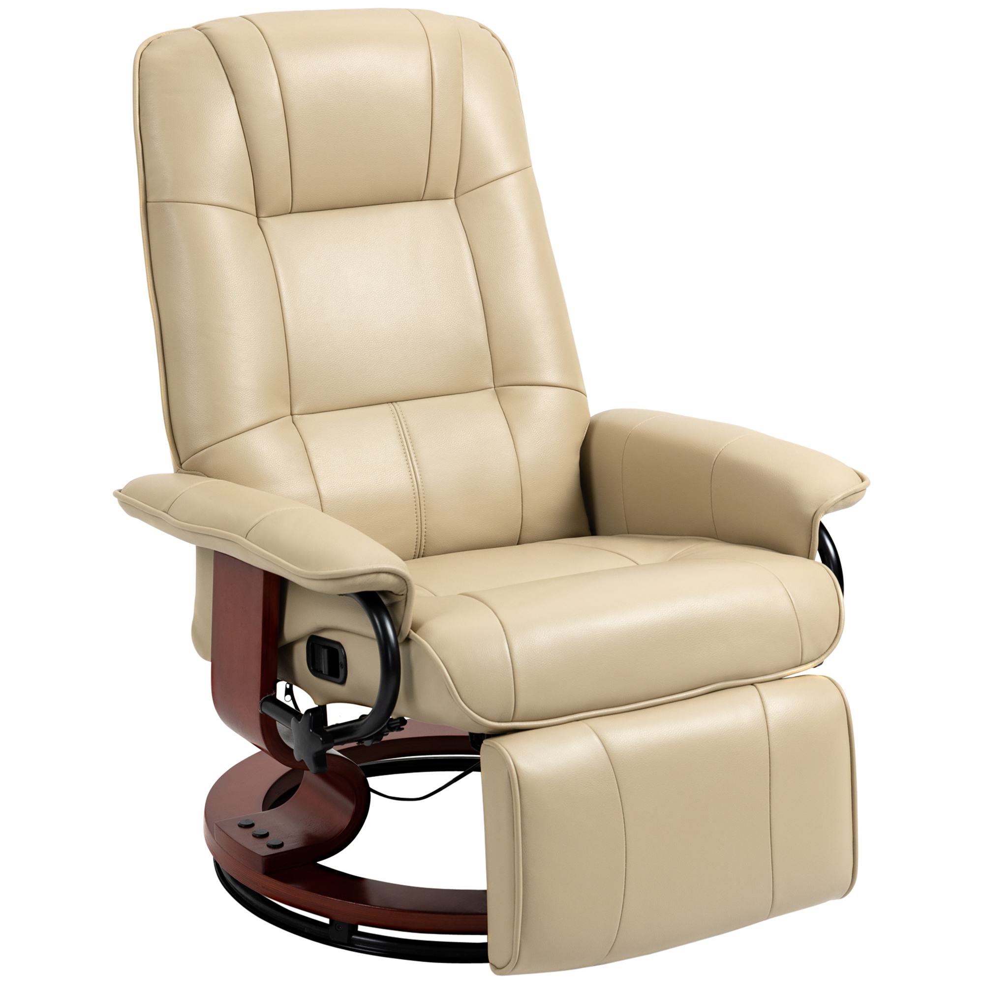 HOMCOM Relaxstoel, Verstelbaar, Ligfunctie, tot 120 kg, Kunstleer, 78 x 87 x 100 cm, Beige