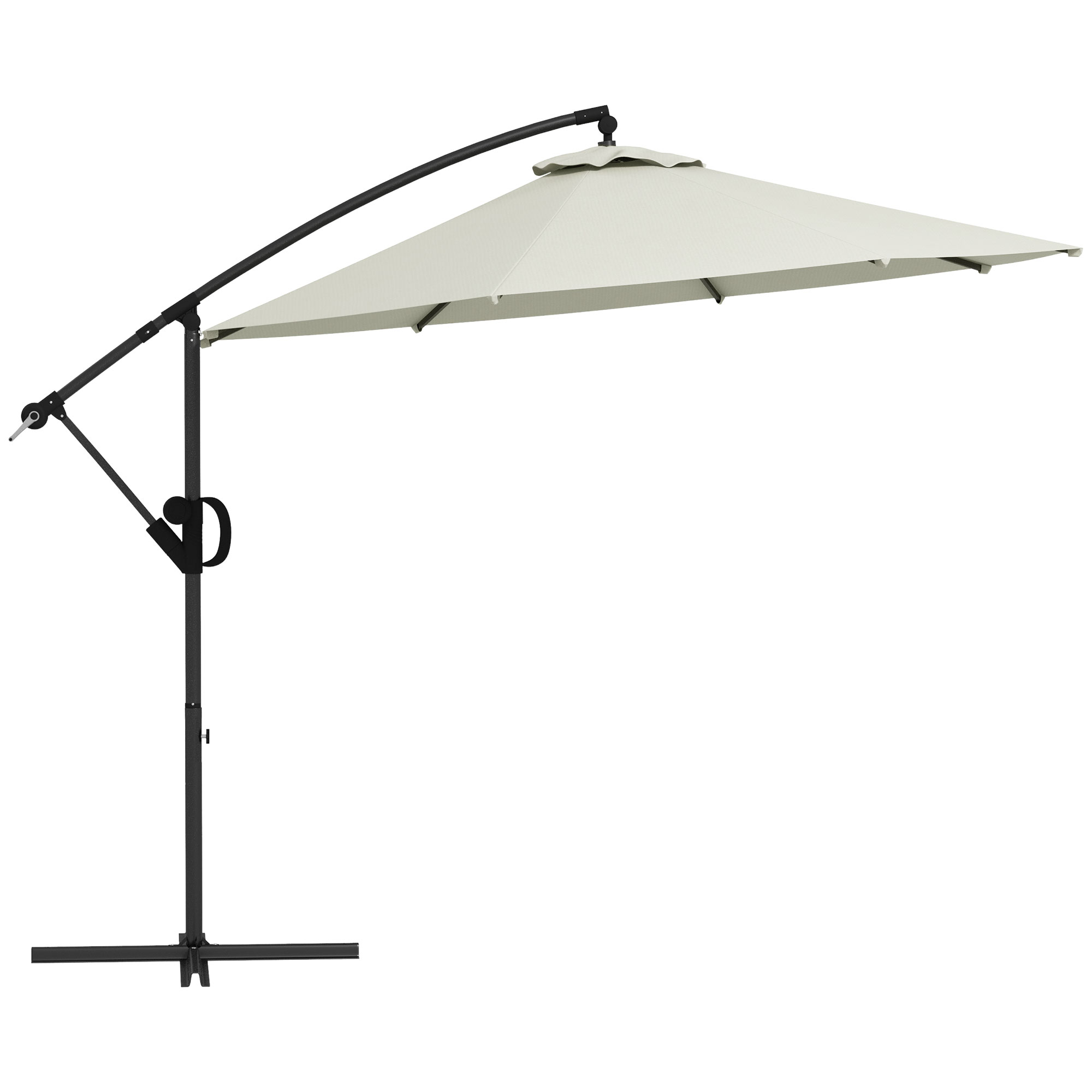 Outsunny Parasol Ampelscherm, inclusief Kruisvoet, 293 x 293 x 260 cm, Crème