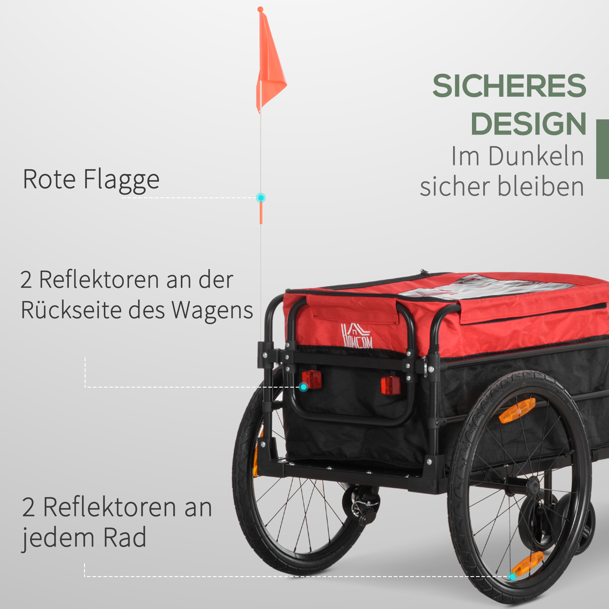HOMCOM Bagageaanhanger Bolderkar 130 x 64 x 103 cm Staal Zwart+Rood