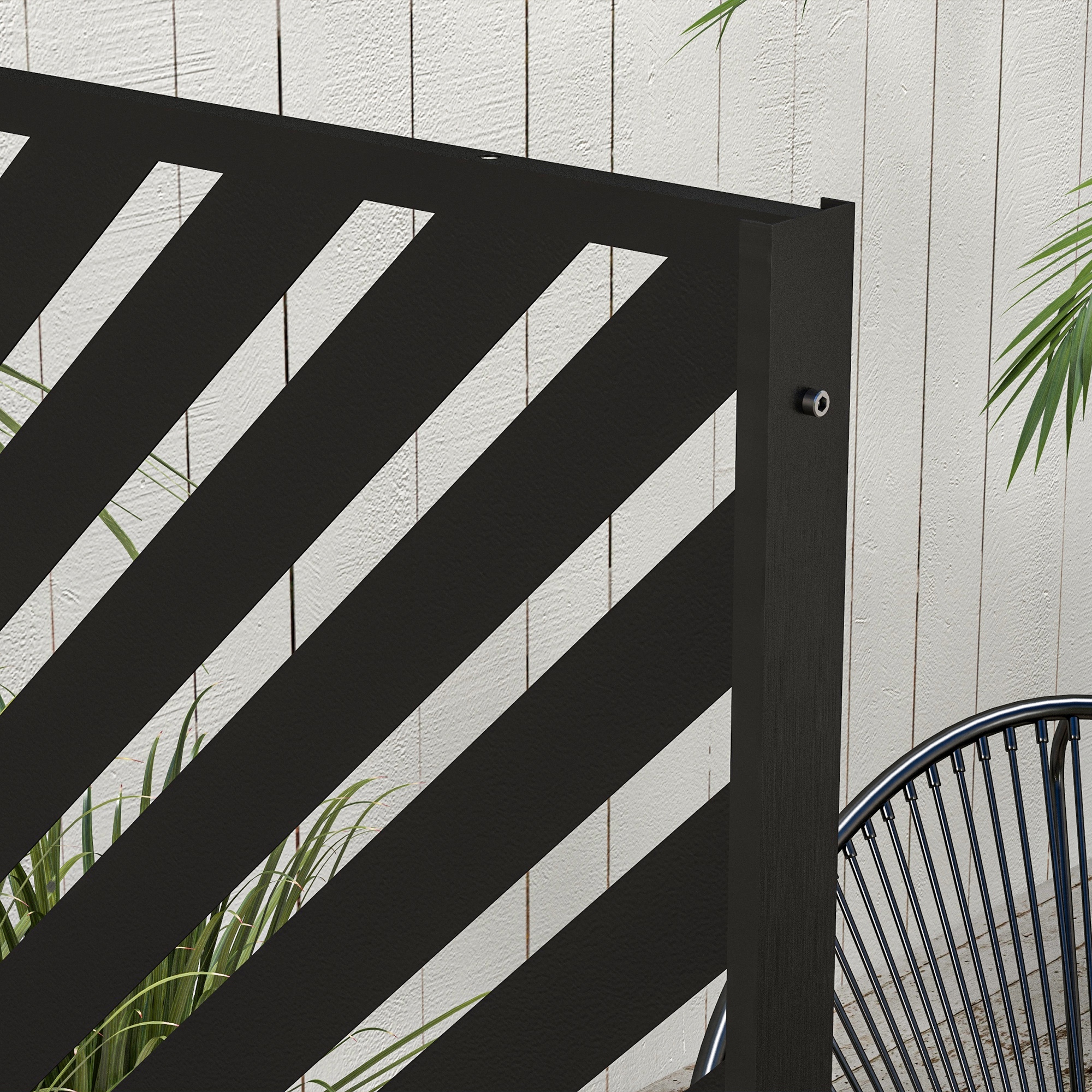 Outsunny Tuinafscheiding met geometrische vormen, metaal, 122 x 45 x 198 cm, zwart