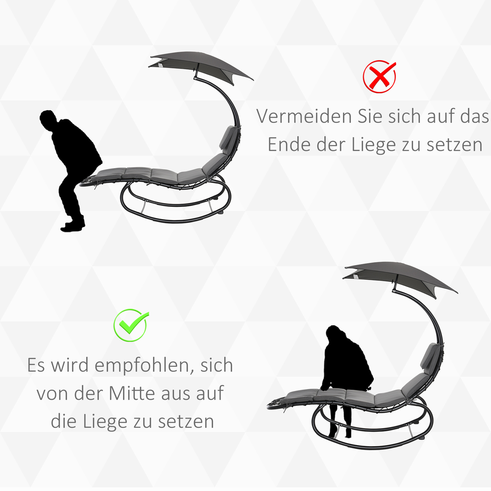 Schommelstoel schommelbank relaxligstoel met daktuin balkon kantoor donkergrijs