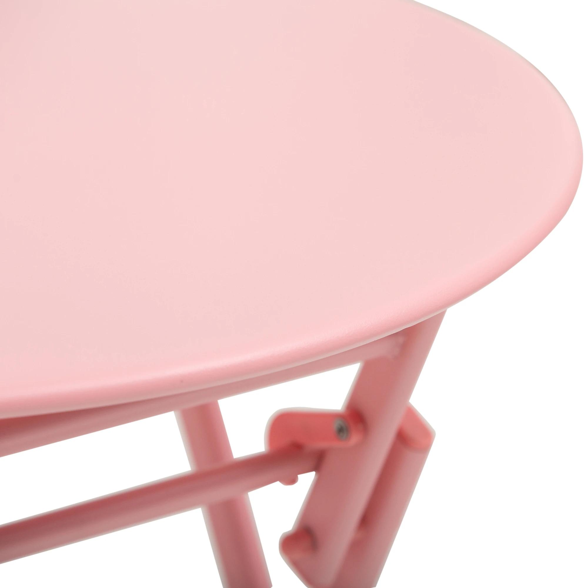 Tuinset metalen meubelset 3-delig. Bistrotafel met 2 stoelen roze