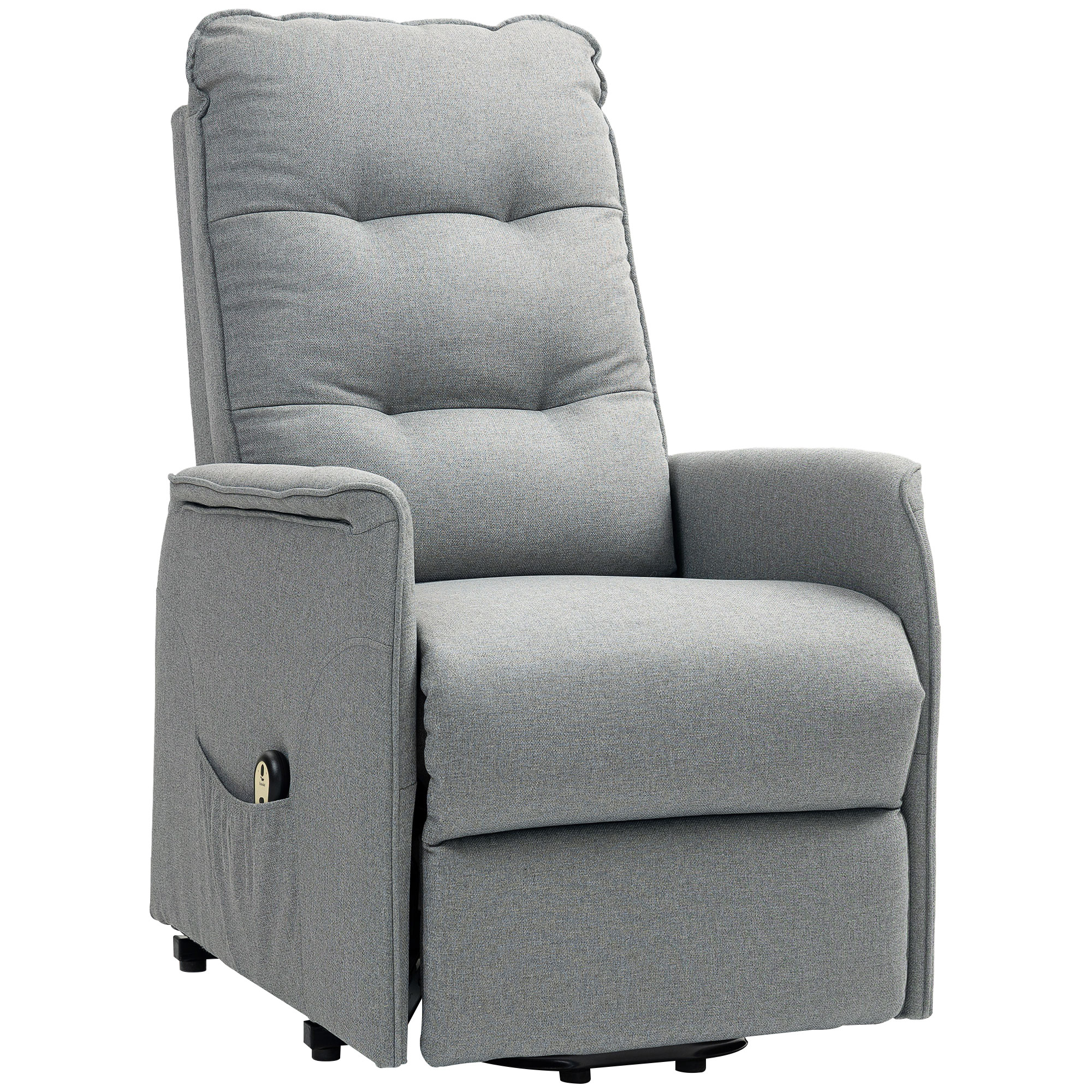 HOMCOM Opsta-fauteuil, Relaxfauteuil met Elektrische Opstahulp, met Afstandsbediening, Zijvak, Grijs
