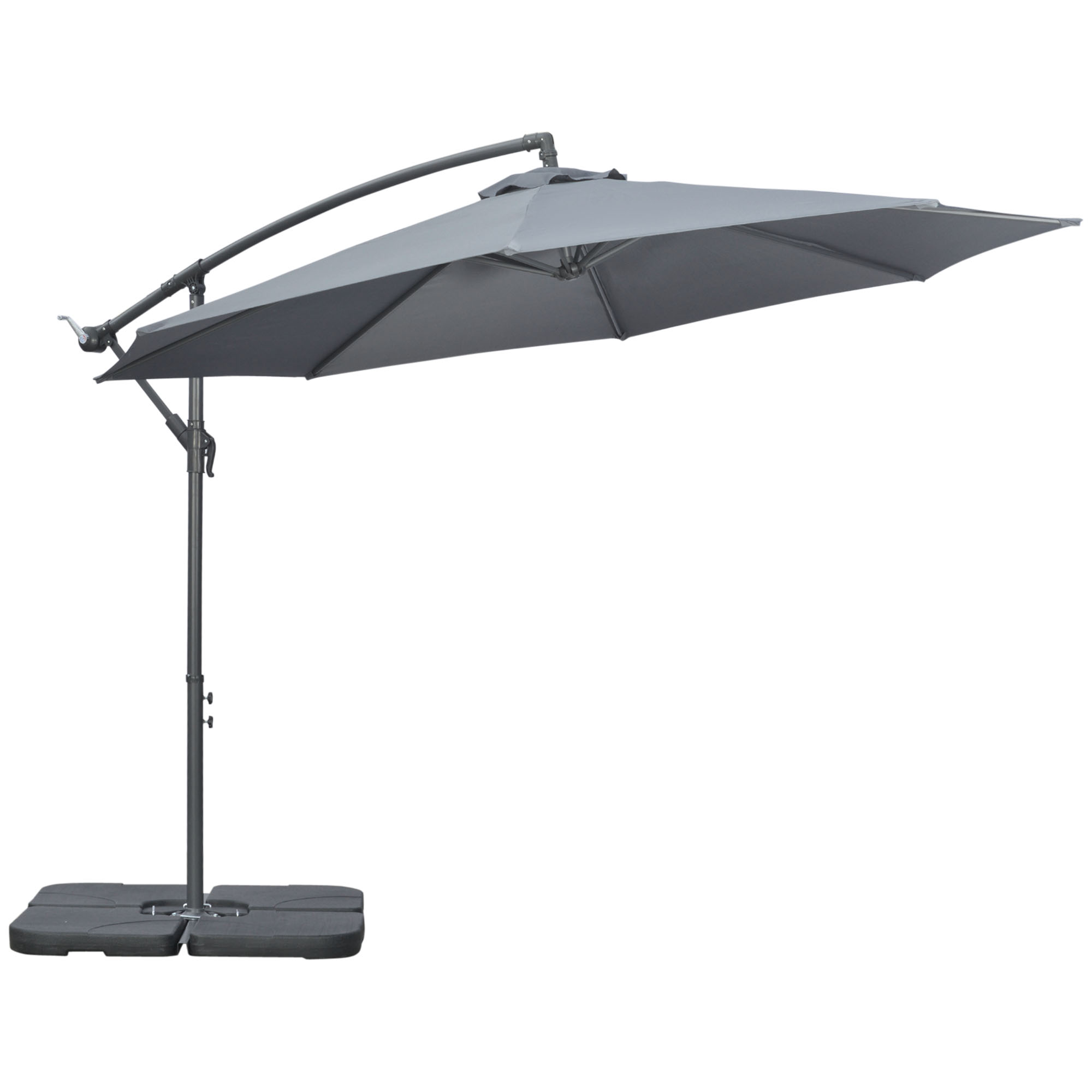 Outsunny Ampelscherm Parasol Tuinscherm, inclusief kruisvoet, weerbestendig, 292 cm x 292 cm x 247 cm, Grijs
