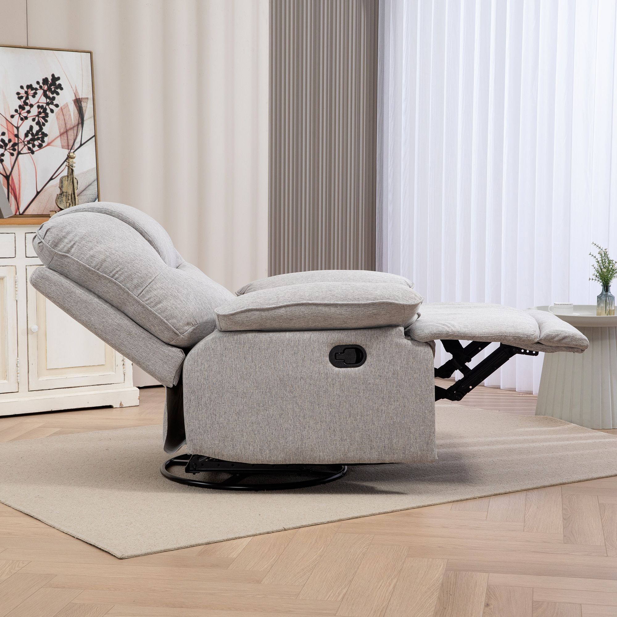 HOMCOM Comfortabele Relaxstoel, Kantelbaar, 89x101x105 cm, Grijs