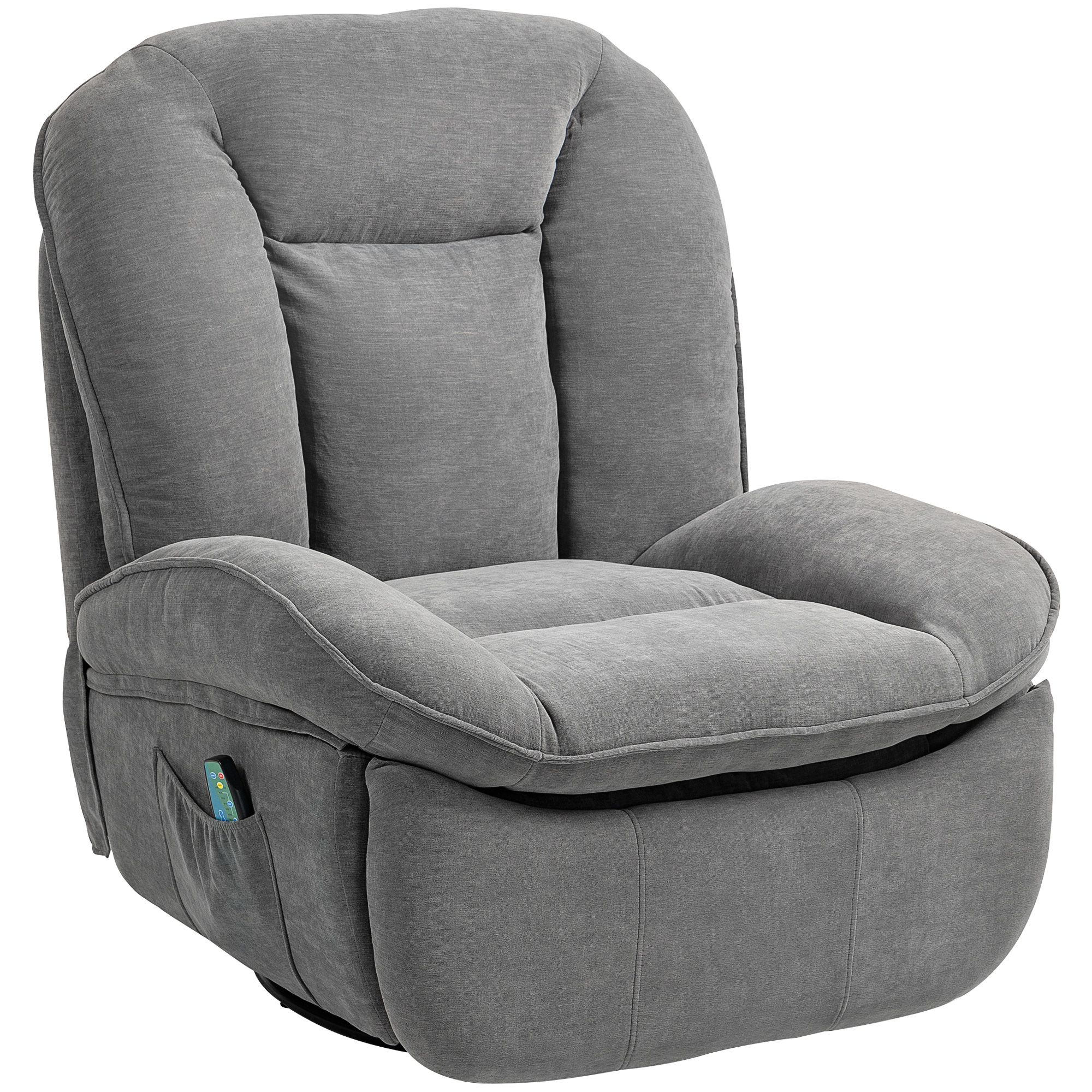 HOMCOM Relaxfauteuil, TV-fauteuil met Ligfunctie, Schommel- en Draaibaar, met Voetsteun, Grijs