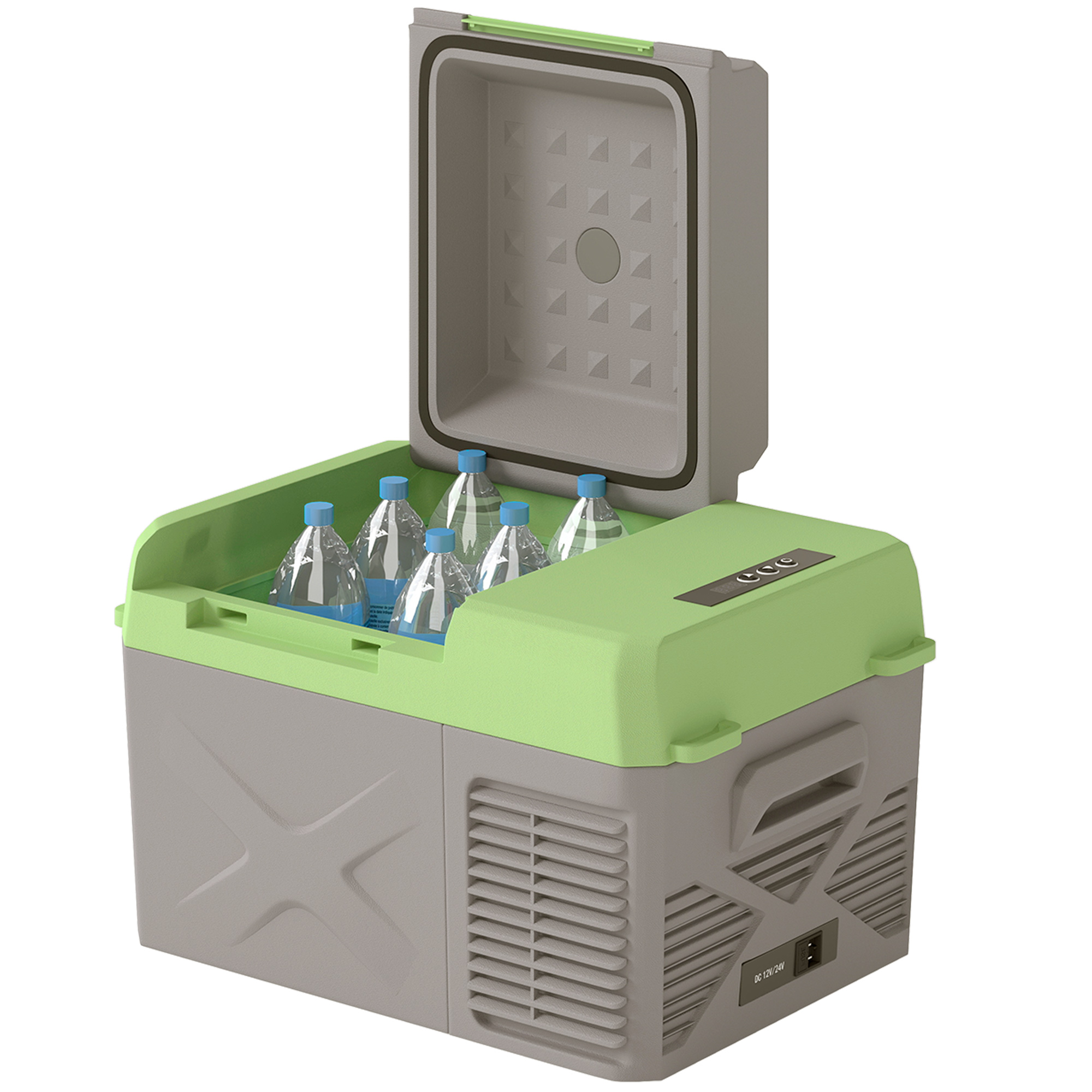 Outsunny 12 Liter Compressor Koelbox Elektrische Koelbox met Anschluss Koel- en Vriesfunctie Grijs+Groen