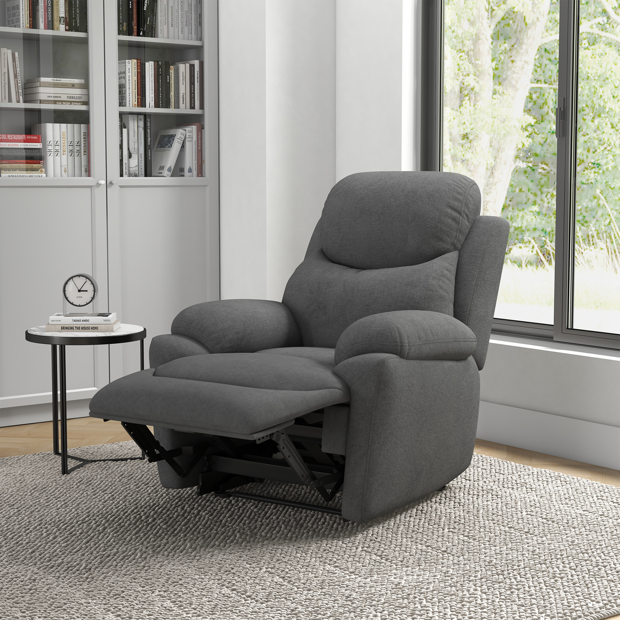 HOMCOM Relaxstoel, TV-stoel met ligfunctie en stoffen bekleding