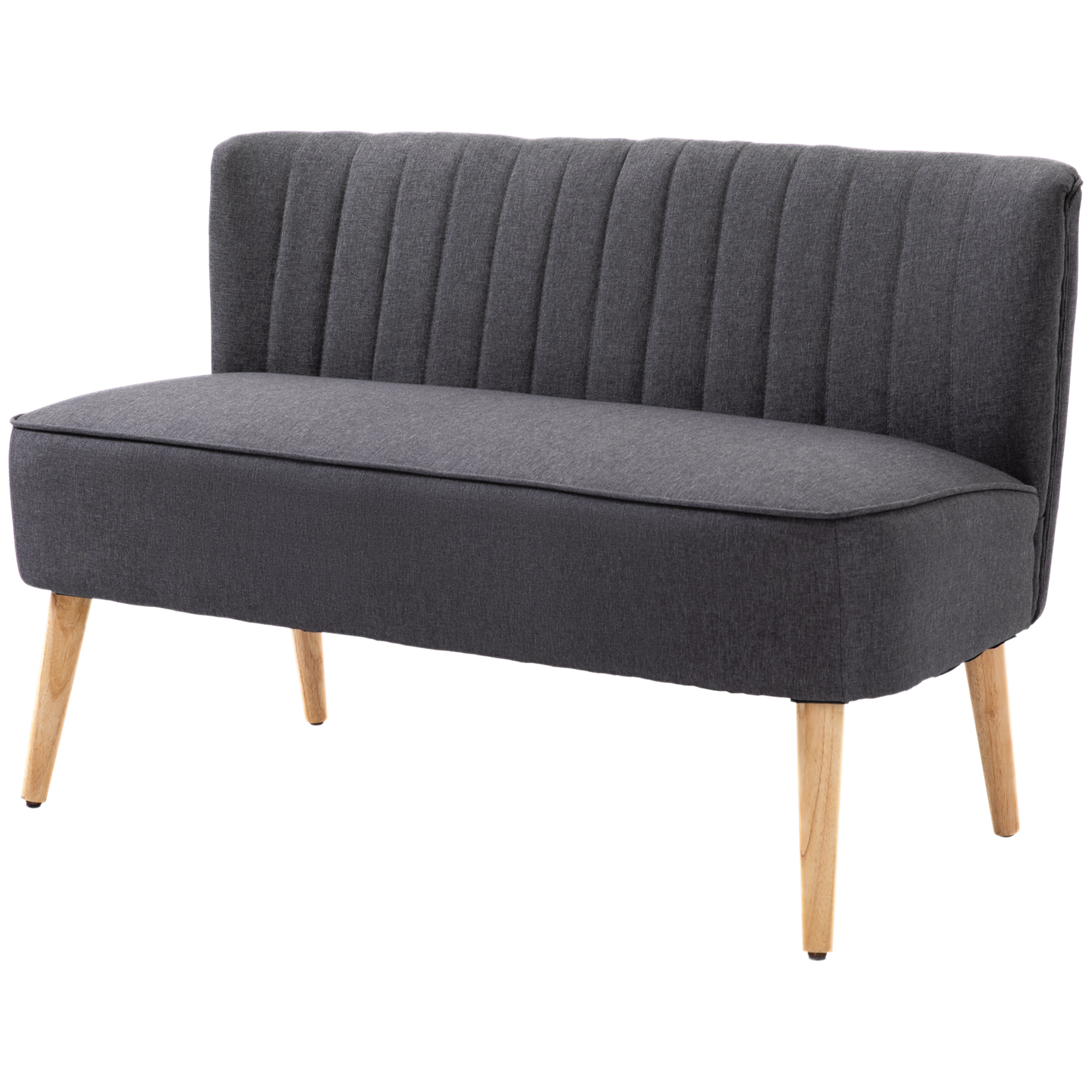 HOMCOM Sofa Retrodesign 2-zitsbank, houten poten, 117 cm x 56,5 cm x 77 cm, Donkergrijs