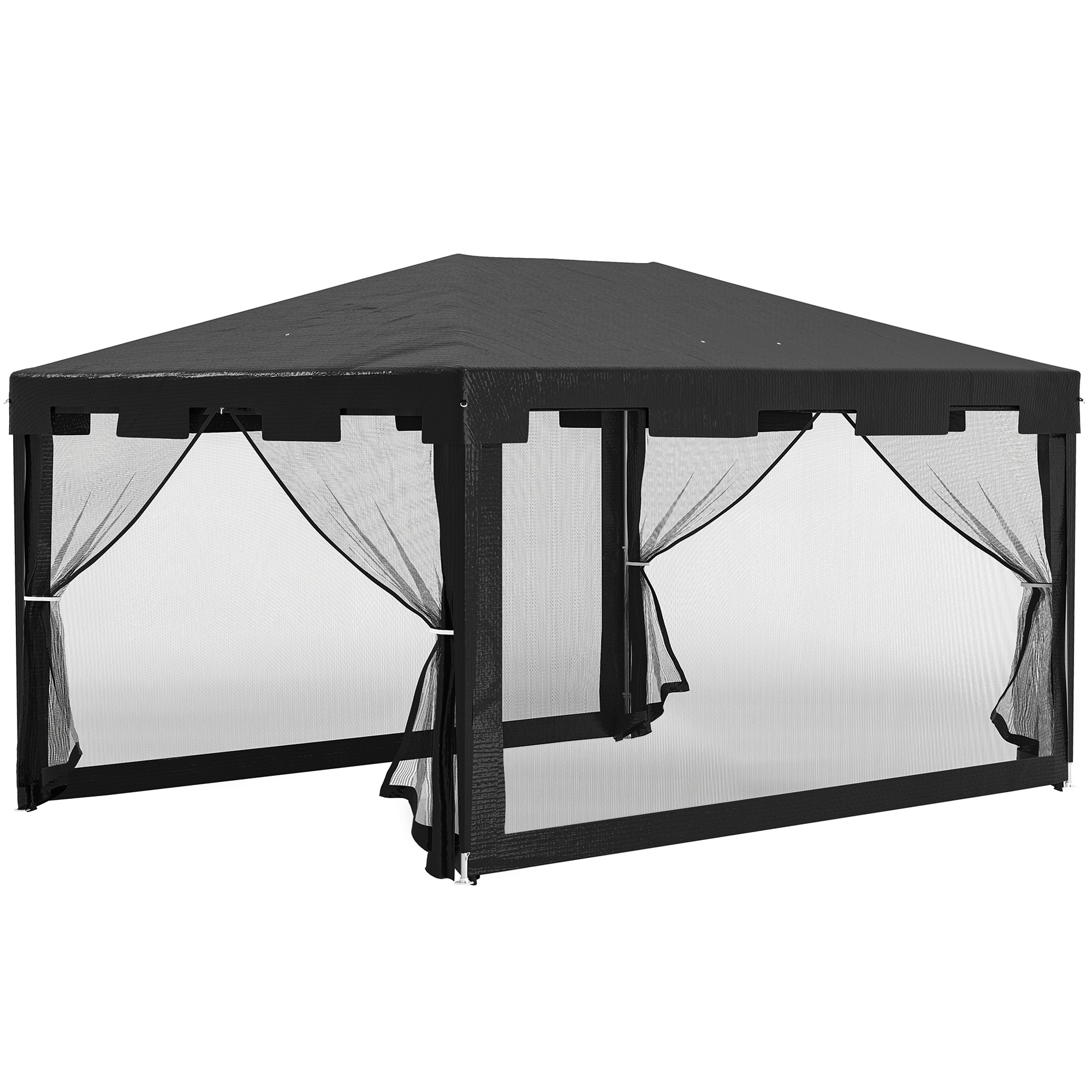 Outsunny Paviljoen 3 x 3 m - Weerbestendig, Opvouwbaar, 395 cm x 295 cm x 255 cm, Zwart