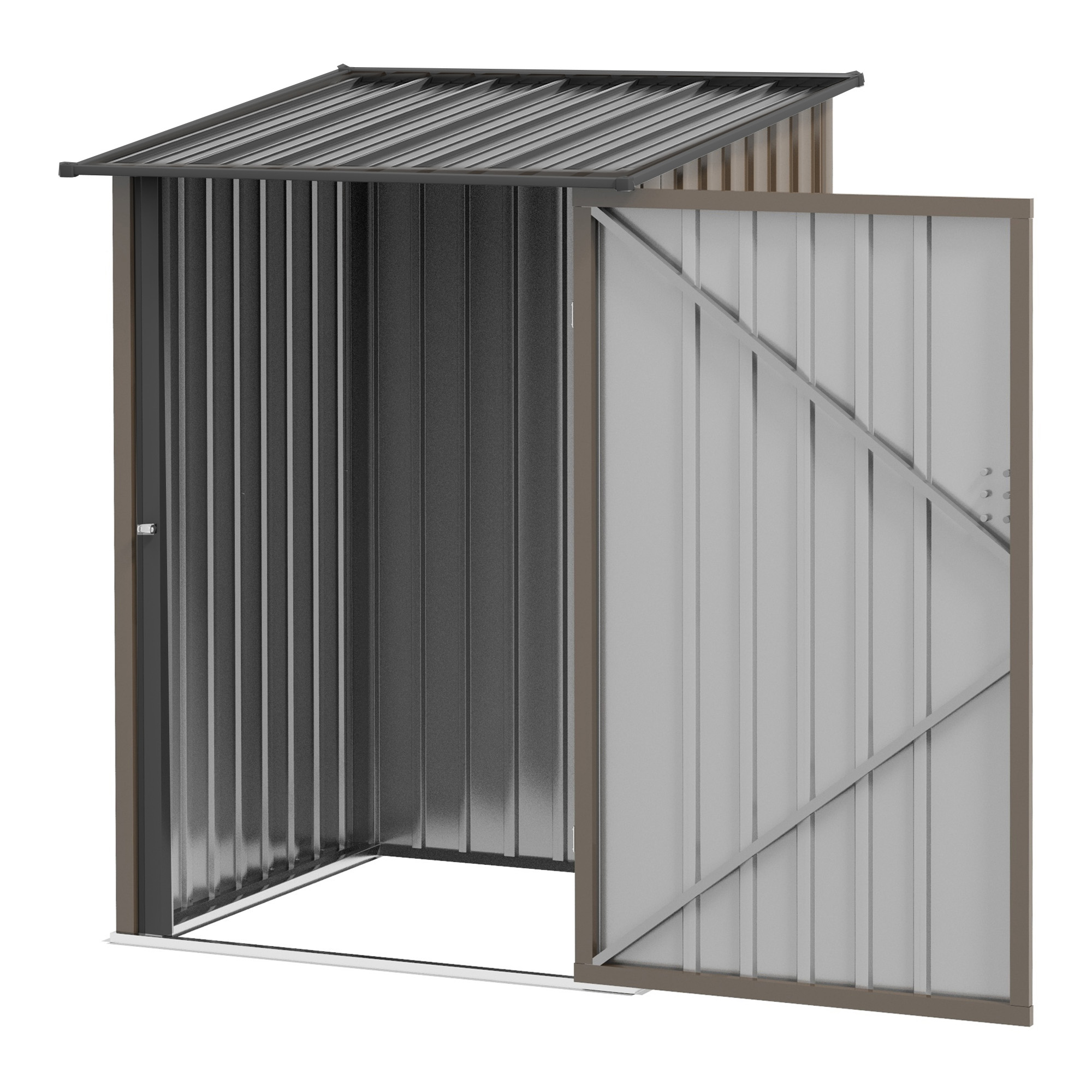 Outsunny tuinhuis van metaal 0.92 m², metalen tuinhuisje voor balkon en terras, bruin