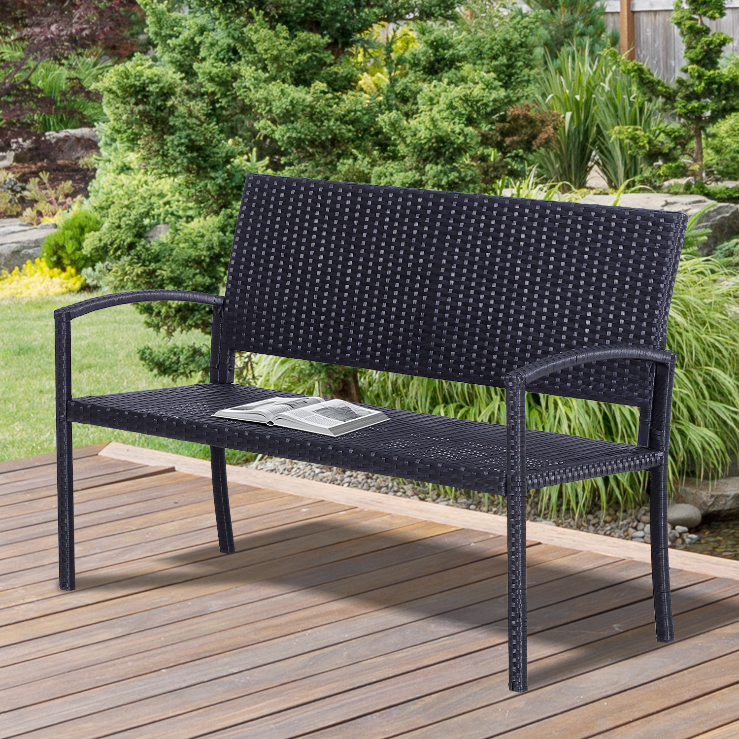 Outsunny poly-rotan tuinbank