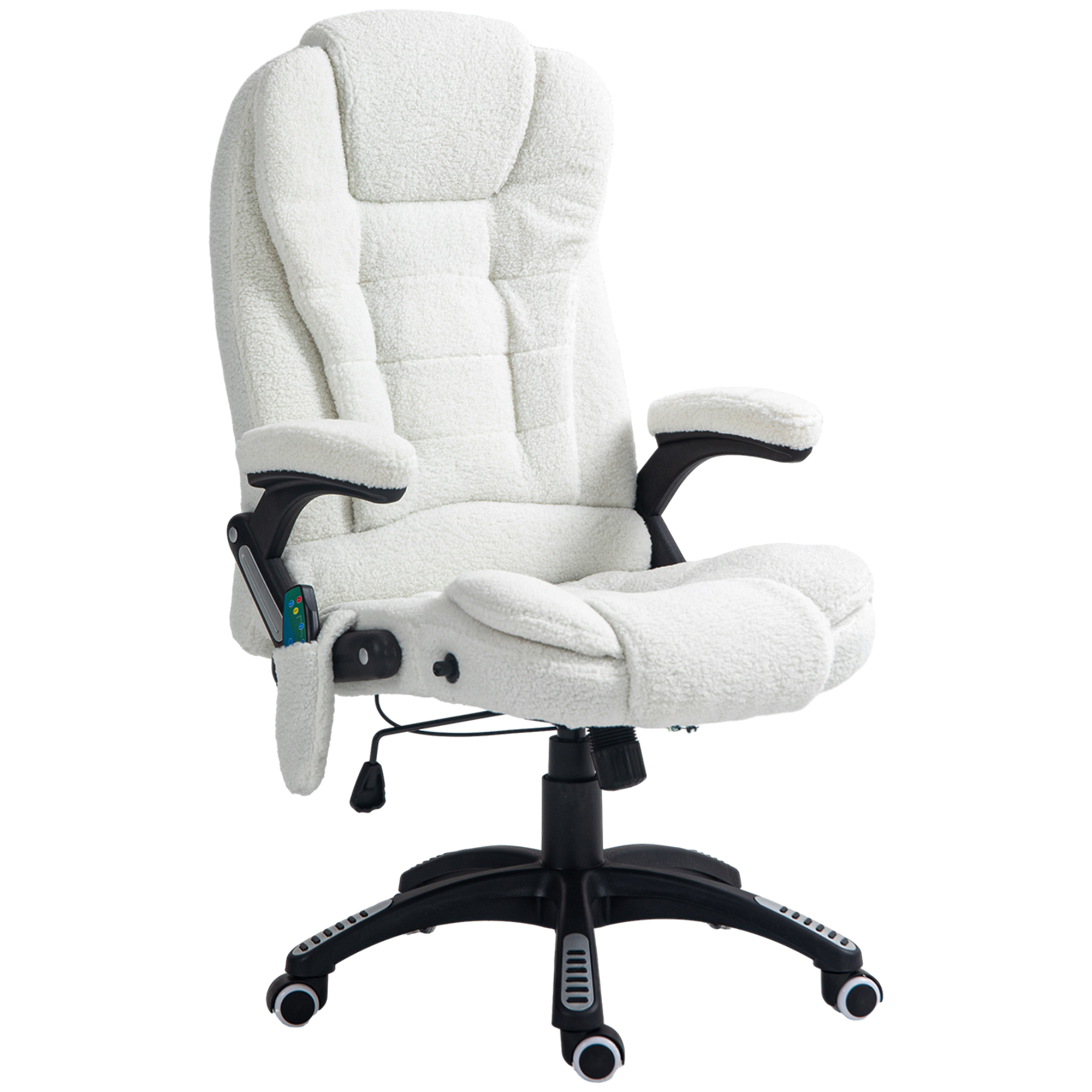 Vinsetto Bureaustoel met massagefunctie, verstelbaar in hoogte, 67 x 74 x 107-116 cm, wit