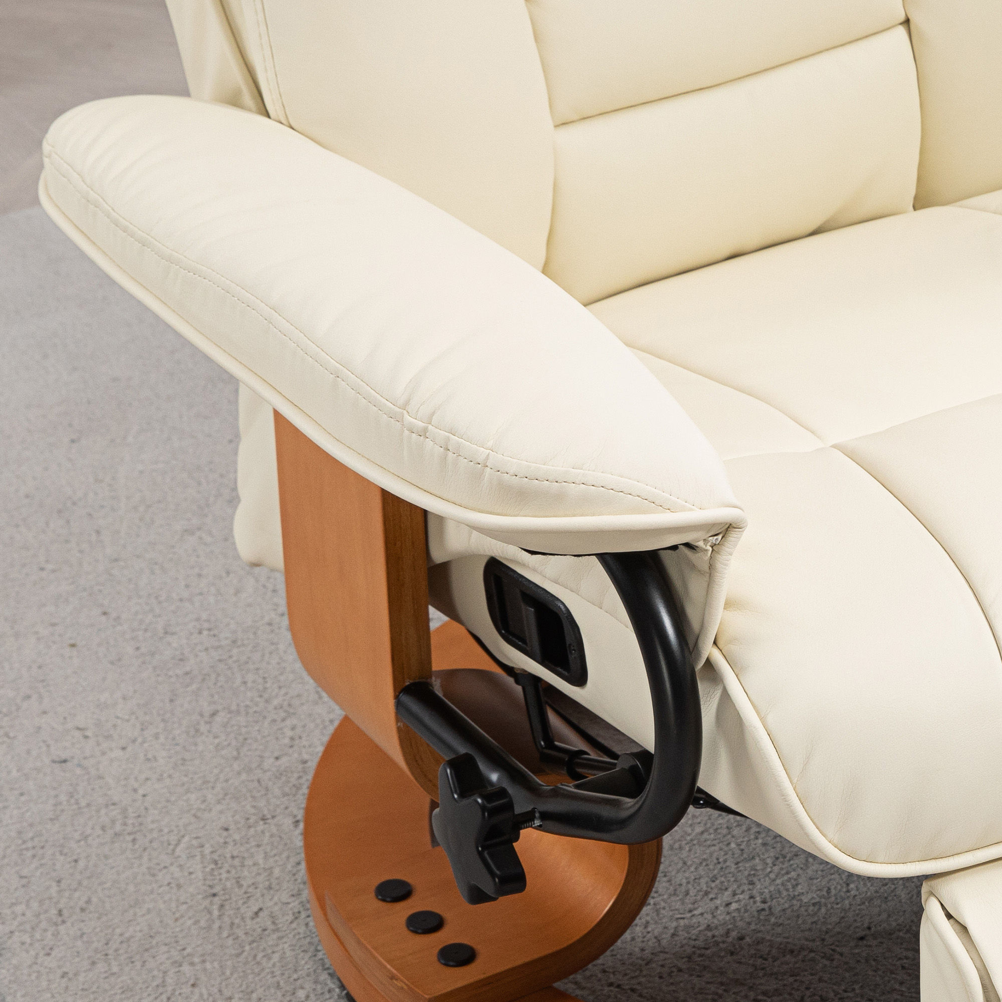 HOMCOM Relaxstoel met Ligfunctie, Draaibaar, tot 150 kg, Kunstleerbekleding, Stalen Frame, Crèmewit