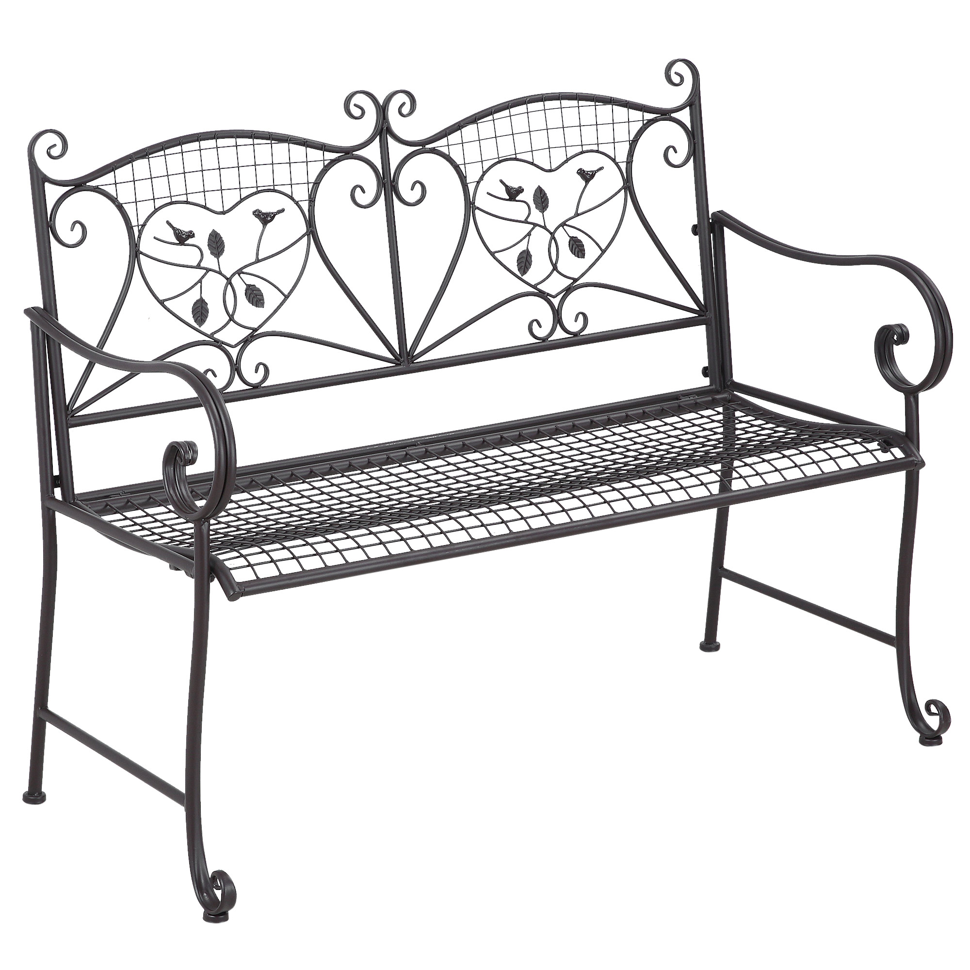 Outsunny tuinbank 2-zits parkbank met rugleuning tot 220 kg tuinmeubelen weerbestendig antiek metaal koffie 114 x 53,3 x 91 cm