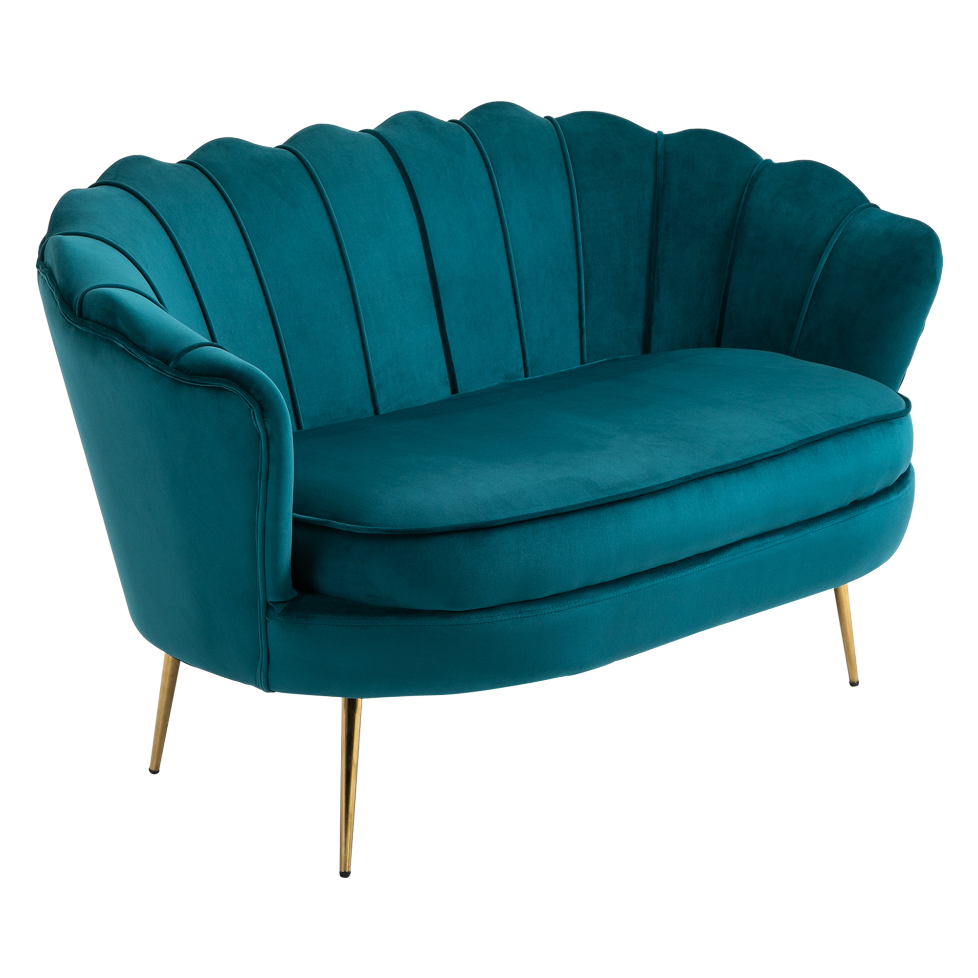 HOMCOM Tweezitsbank, Sofa, Gepolsterde Bank, Samtlook, Dubbelzitbank, tot 150 kg belastbaar, 130 x 77 x 77 cm, Donkergroen