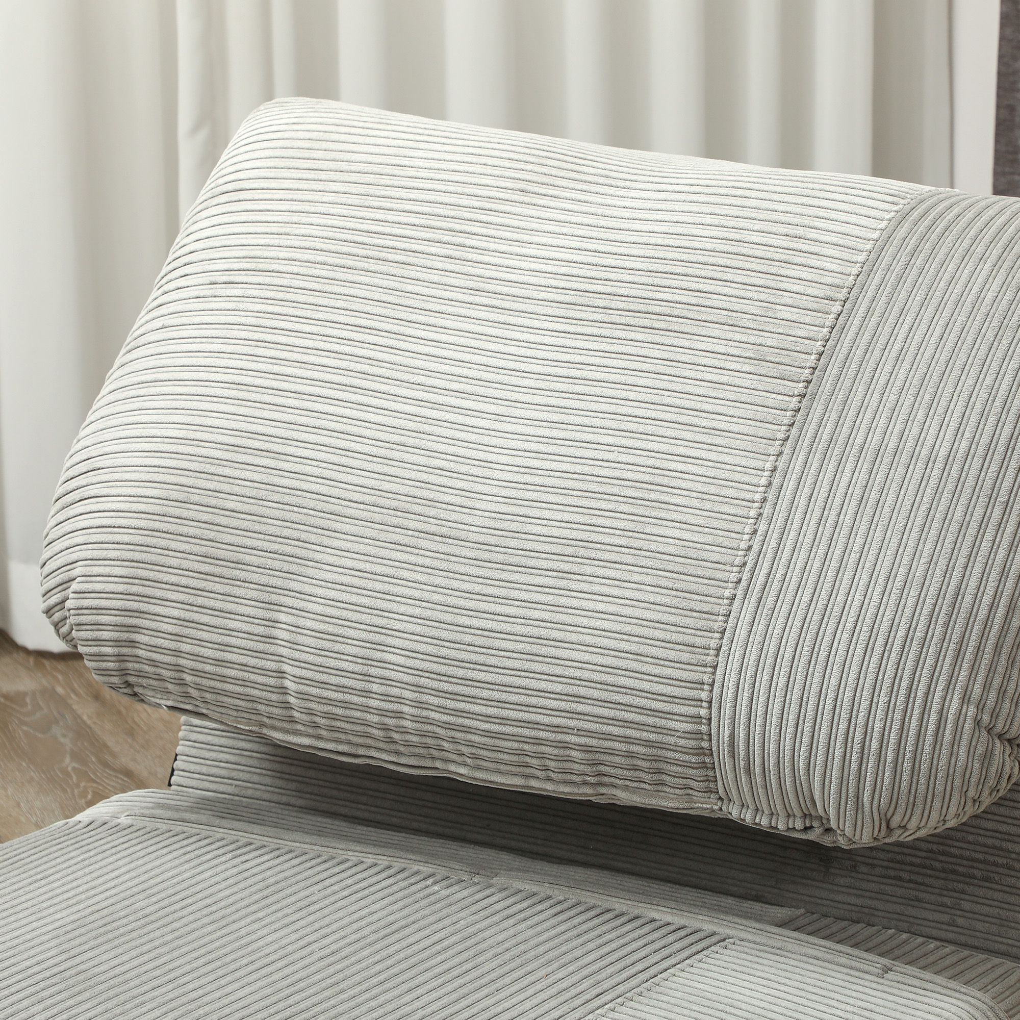 HOMCOM 2-in-1 Slaapstoel Logeerbed, verstelbare hoofdsteun in corduroylook 82 cm x 89 cm x 83 cm Grijs