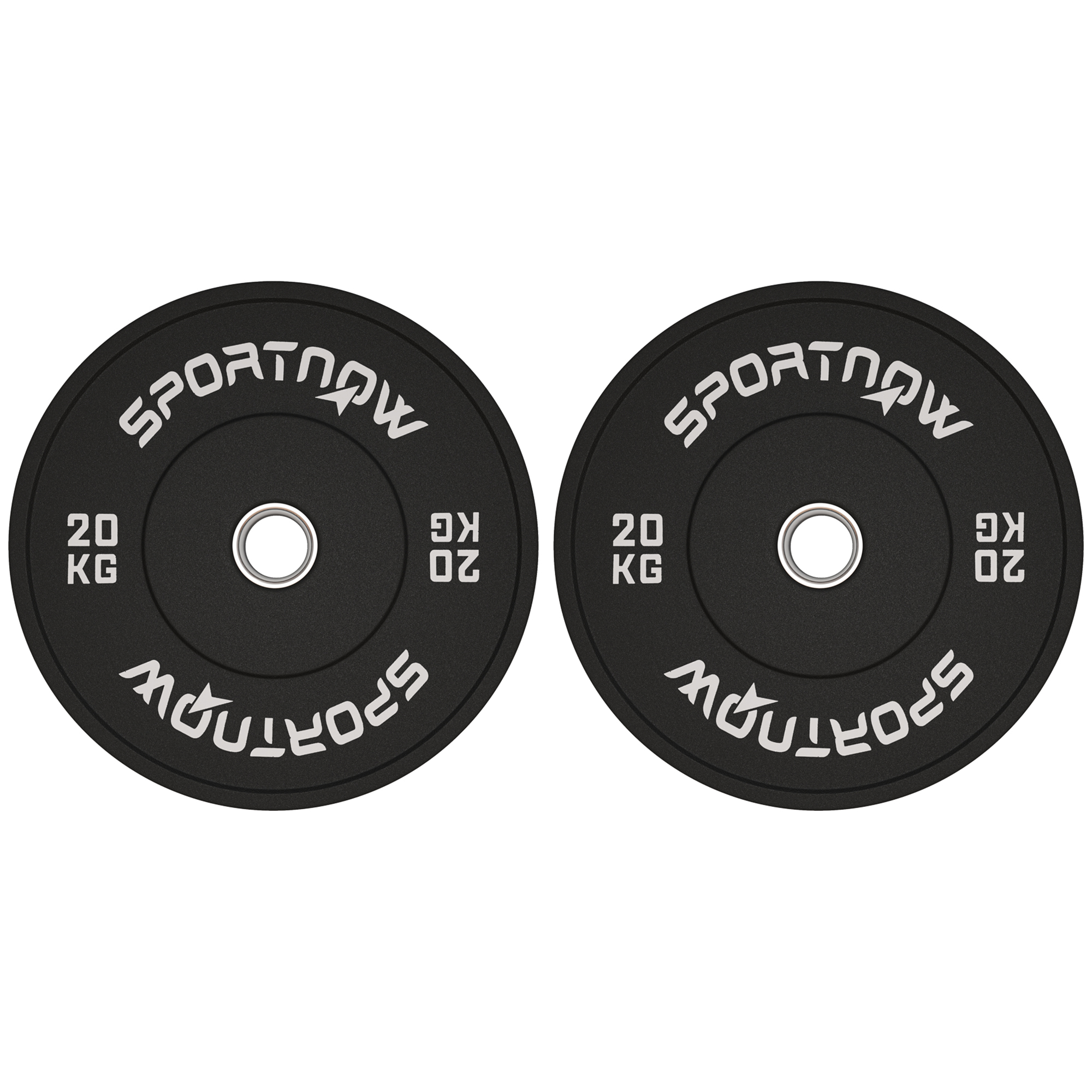 SPORTNOW Halterschijvenset, 2 x 20 kg, Olympische standaard, Rubber, Geluidsarm, Zwart