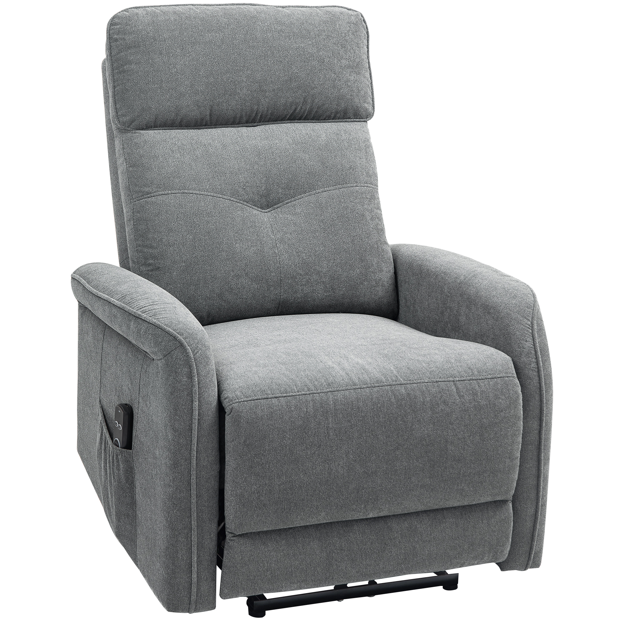 HOMCOM Massagestoel met Afstandsbediening, 8 Massagepunten, Lendeverwarming, USB-Poort, Zijvak, Gepolsterde Stoel, Grijs